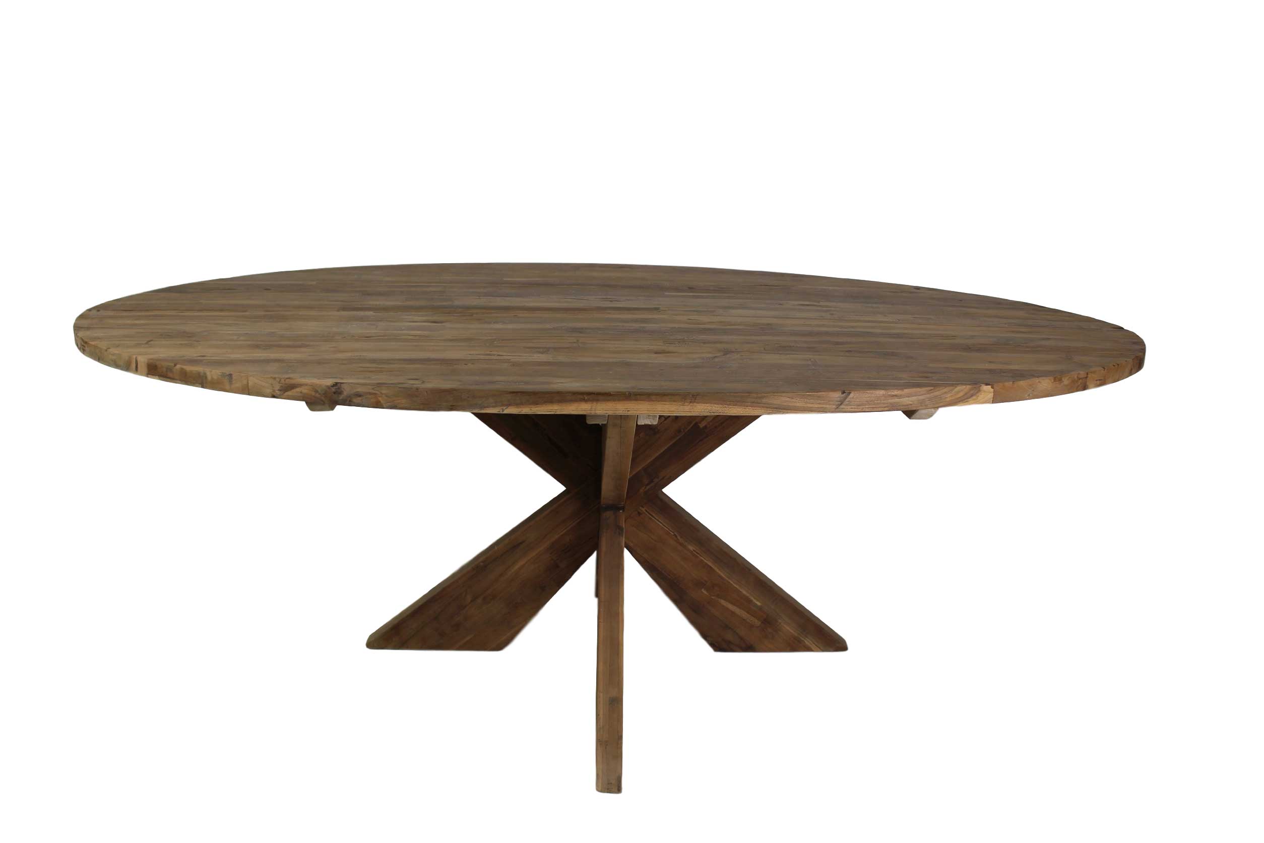 Table à manger Mosy 220x110 ovale au pied croisé - New vintage/teak - Image 3