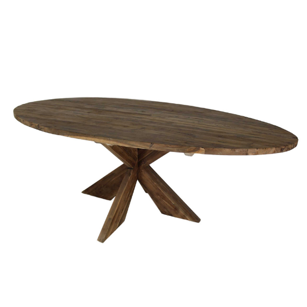 Table à manger Mosy 220x110 ovale au pied croisé - New vintage/teak