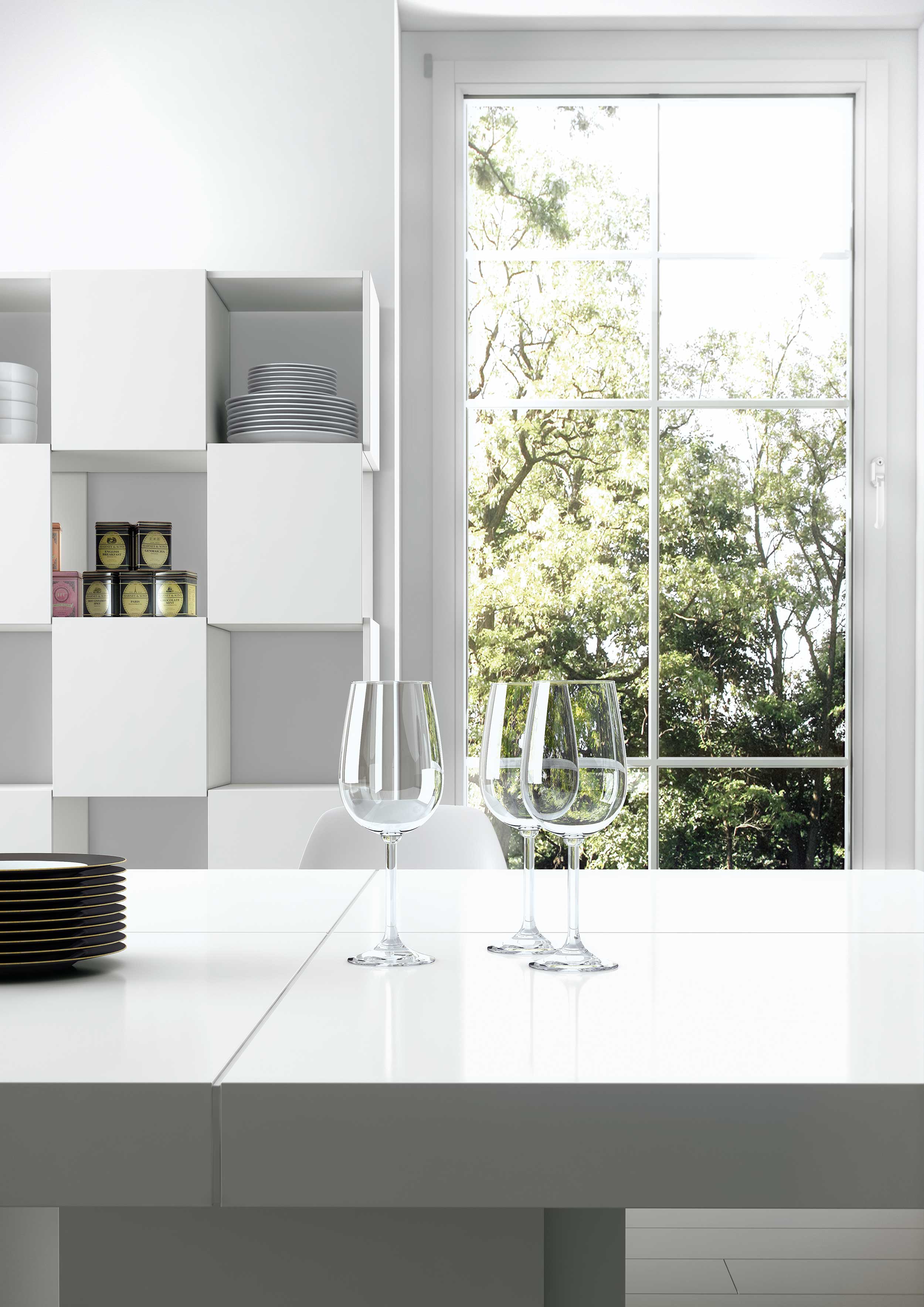 Table à manger Mundus 150 x 150 cm - blanc brillant - Image 10