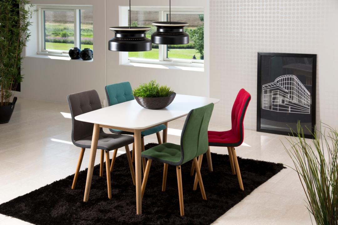 Table à manger Nalini 180x90cm, blanc/ chêne clair - Image 6