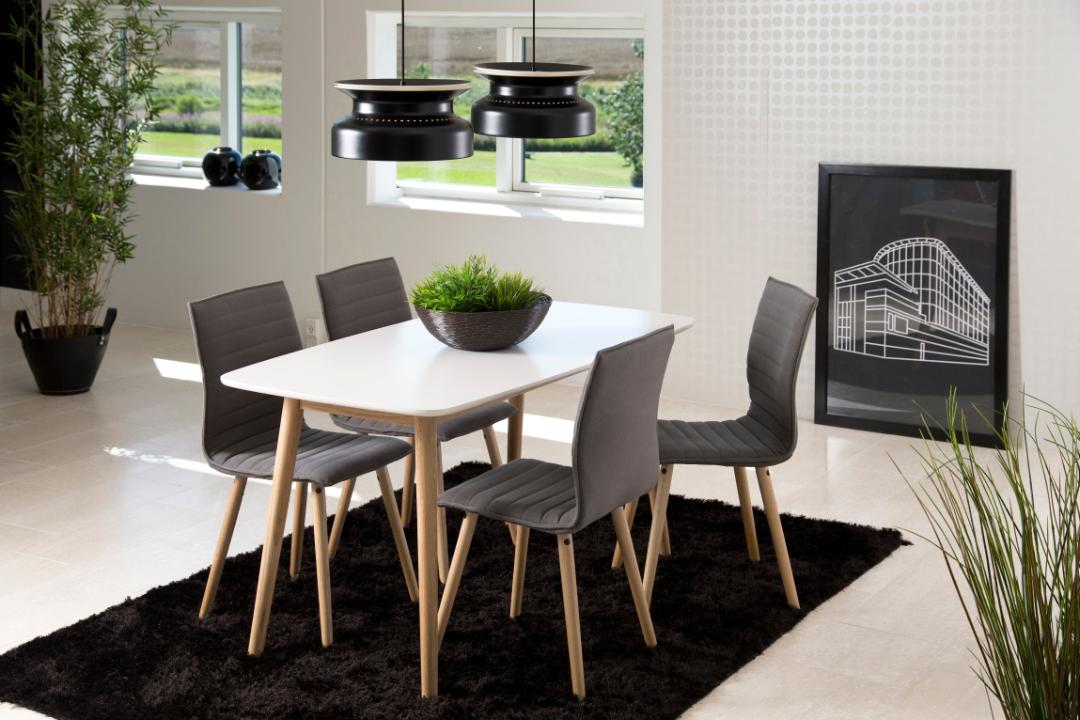 Table à manger Nalini 180x90cm, blanc/ chêne clair - Image 9