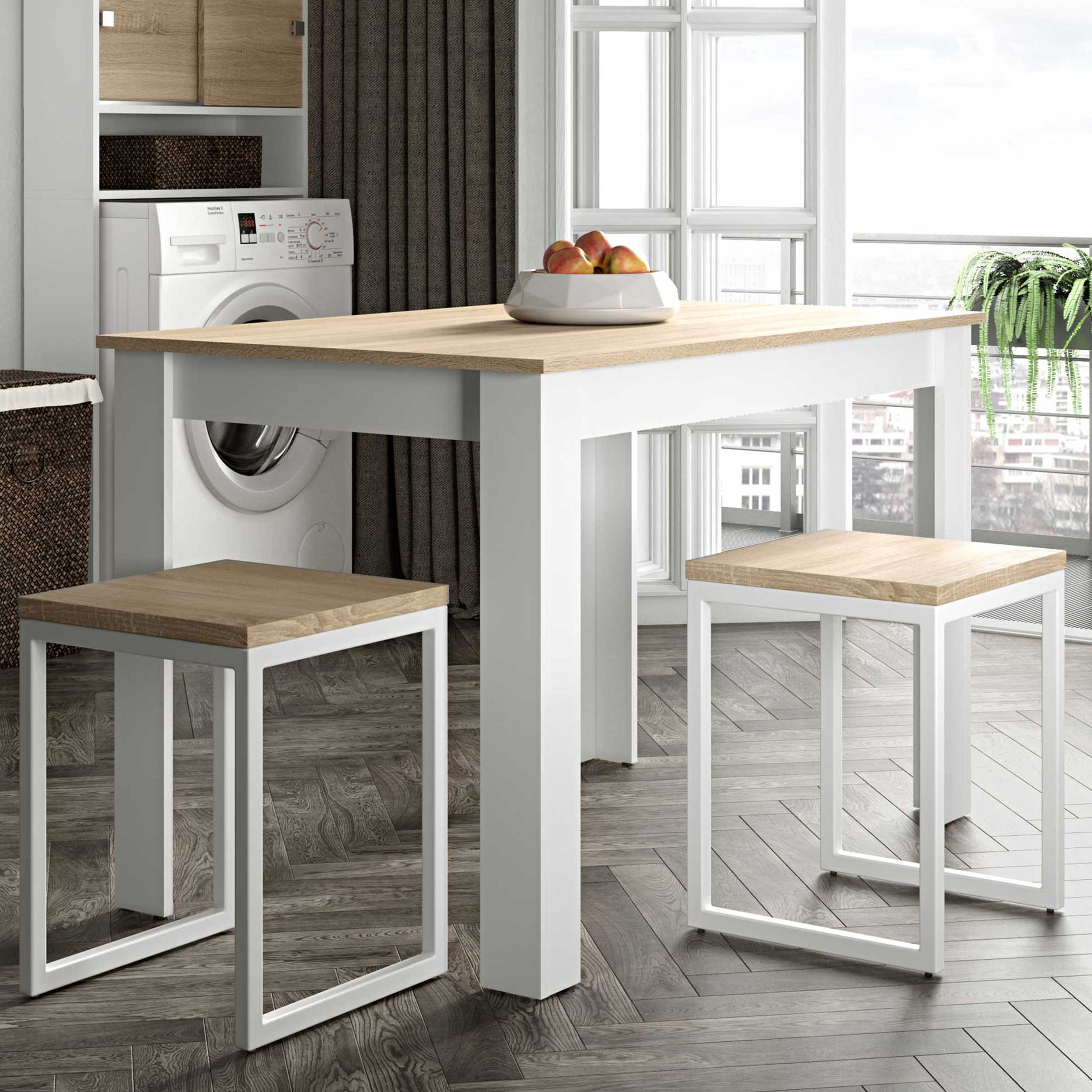 Table à manger Nice 110x70cm - blanc/chêne - Image 4