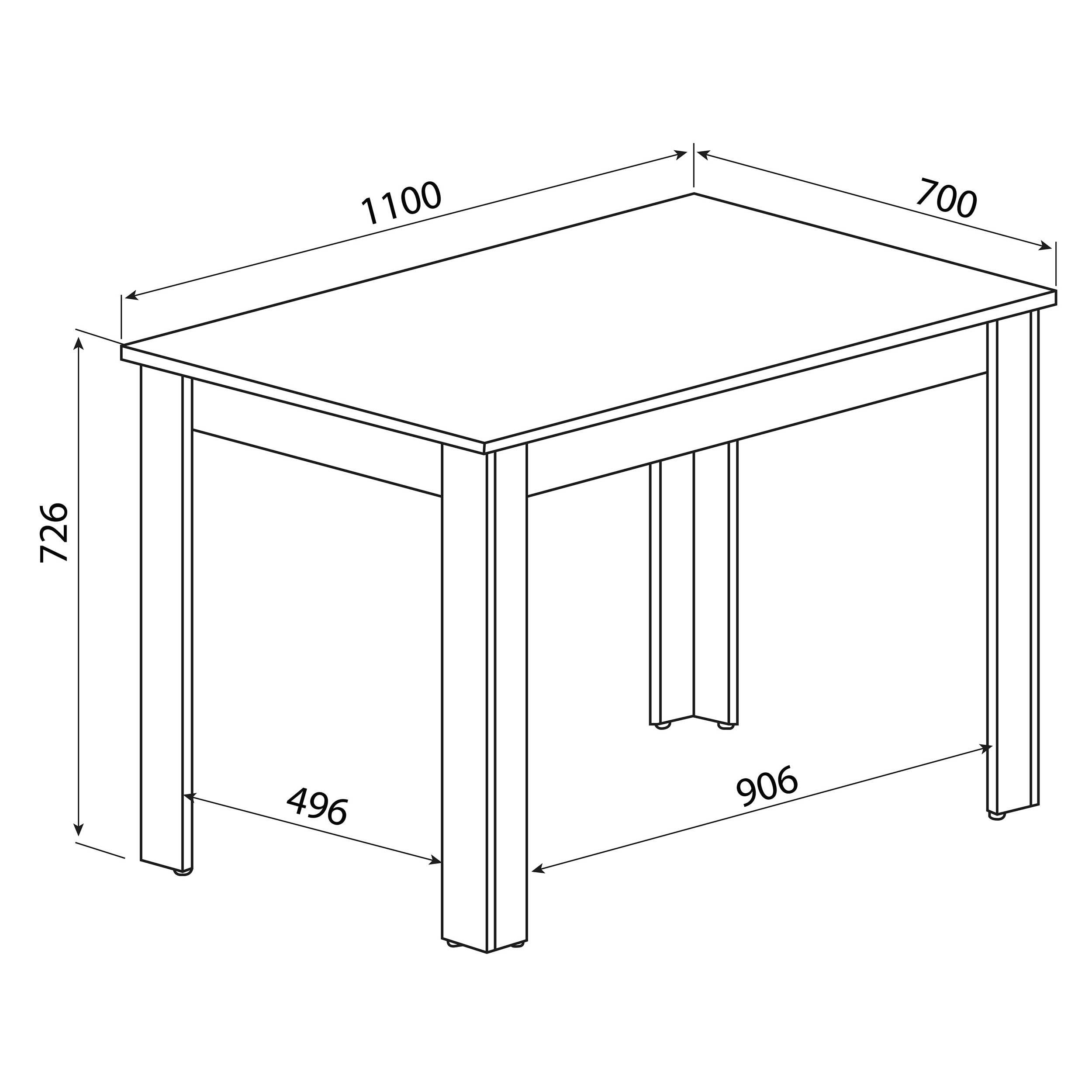 Table à manger Nice 110x70cm - blanc/chêne - Image 6