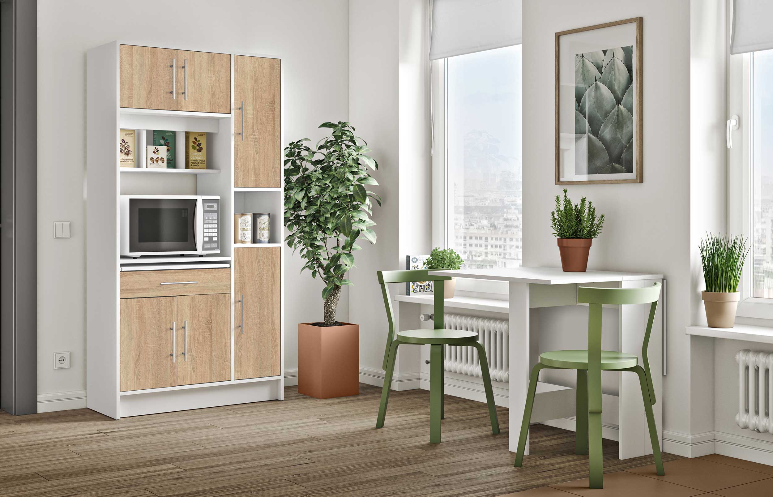 Table à manger pliable Papillon 103 cm - blanc - Image 8