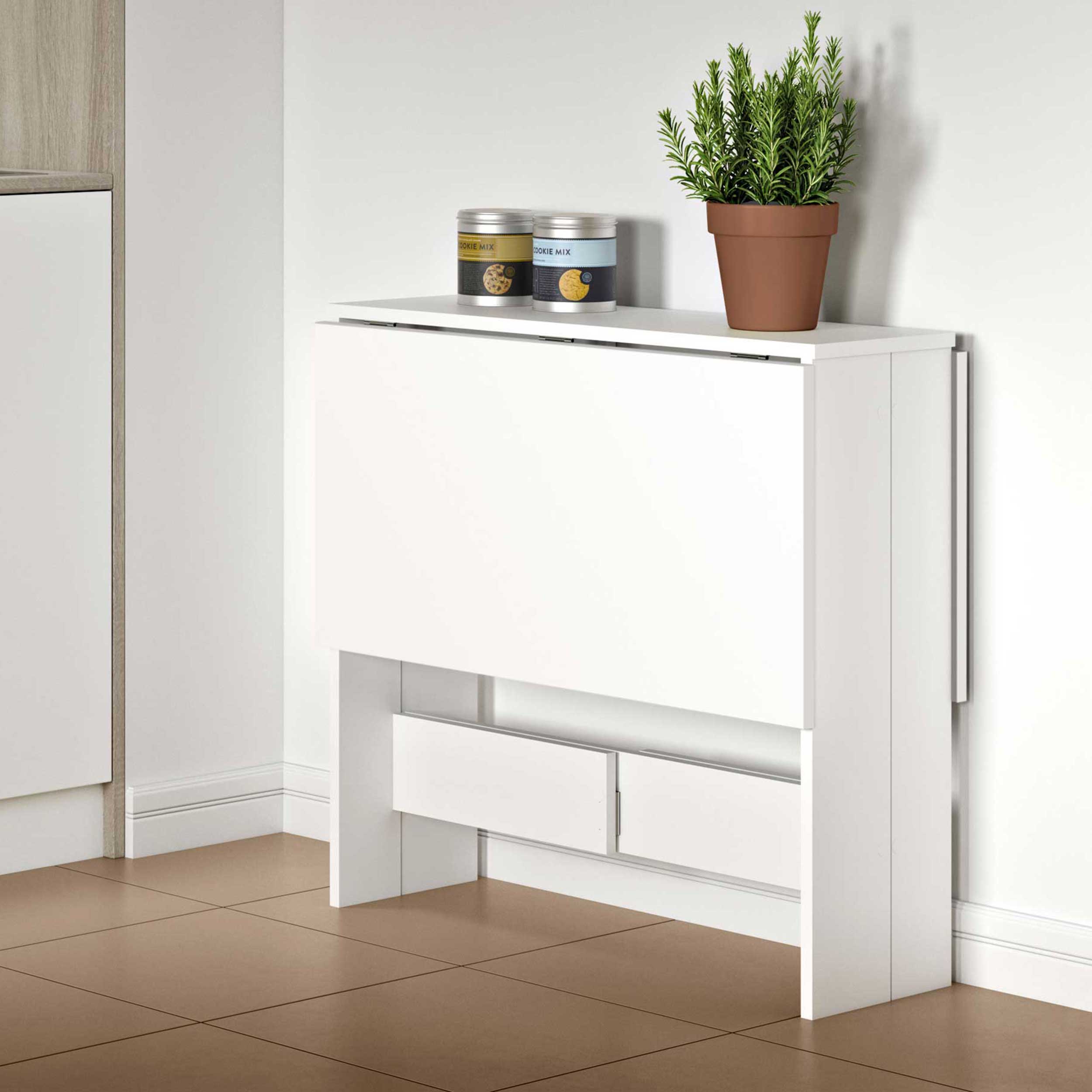 Table à manger pliable Papillon 103 cm - blanc