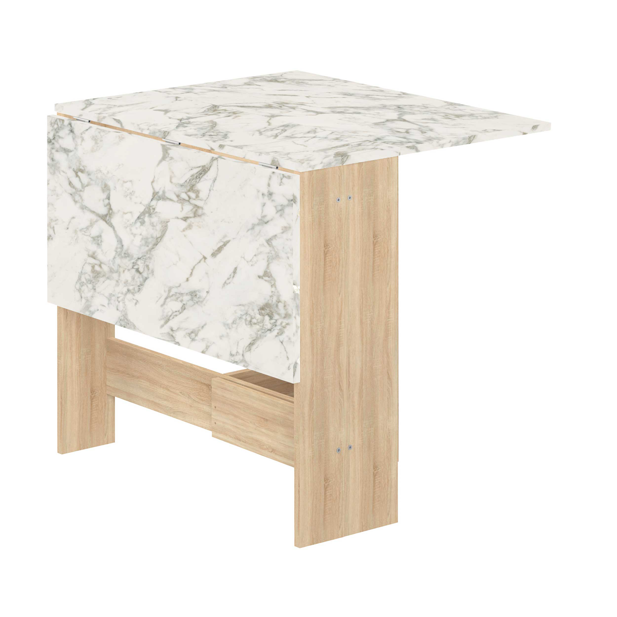 Table à manger pliable Papillon 103 cm - chêne/marbre - Image 7