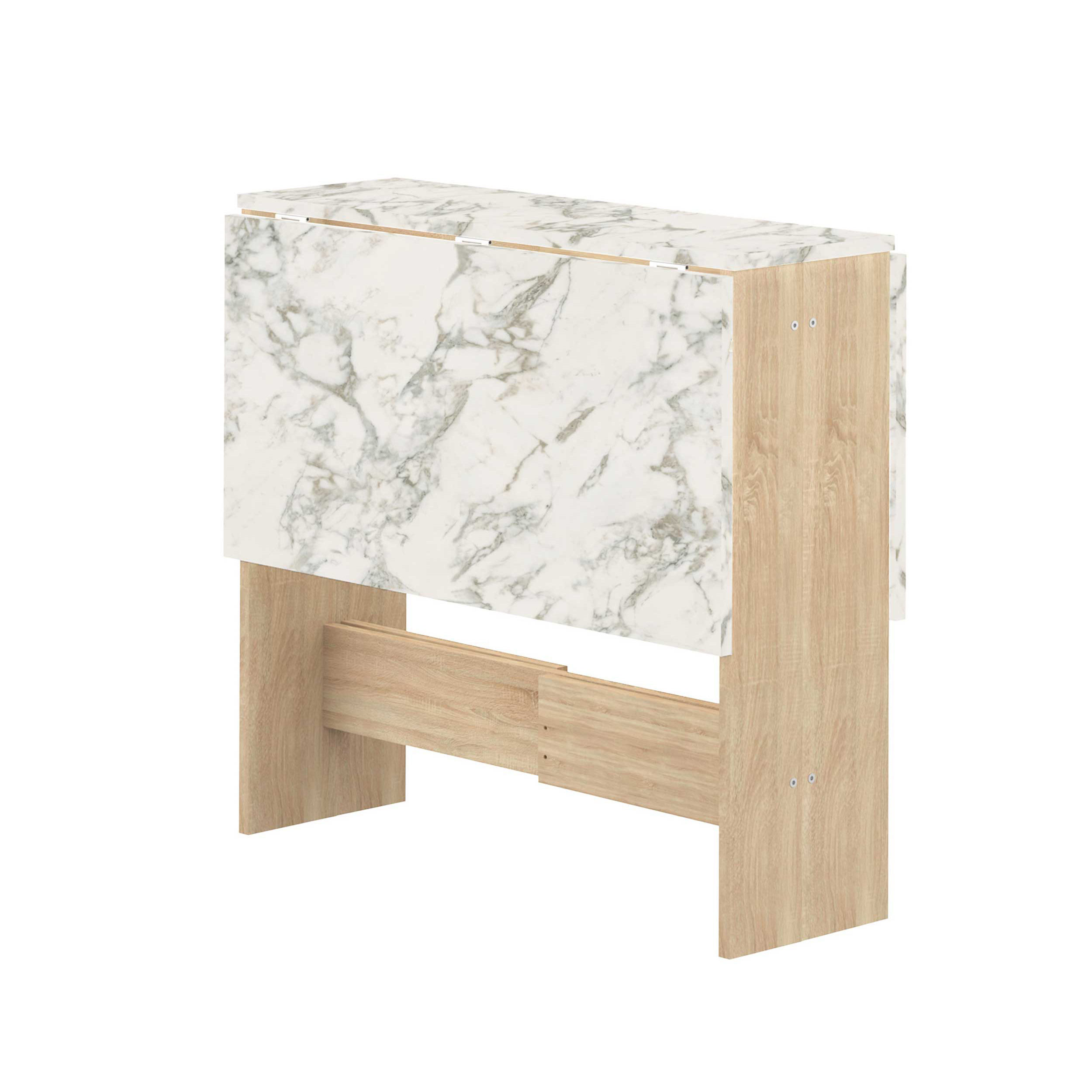 Table à manger pliable Papillon 103 cm - chêne/marbre - Image 8