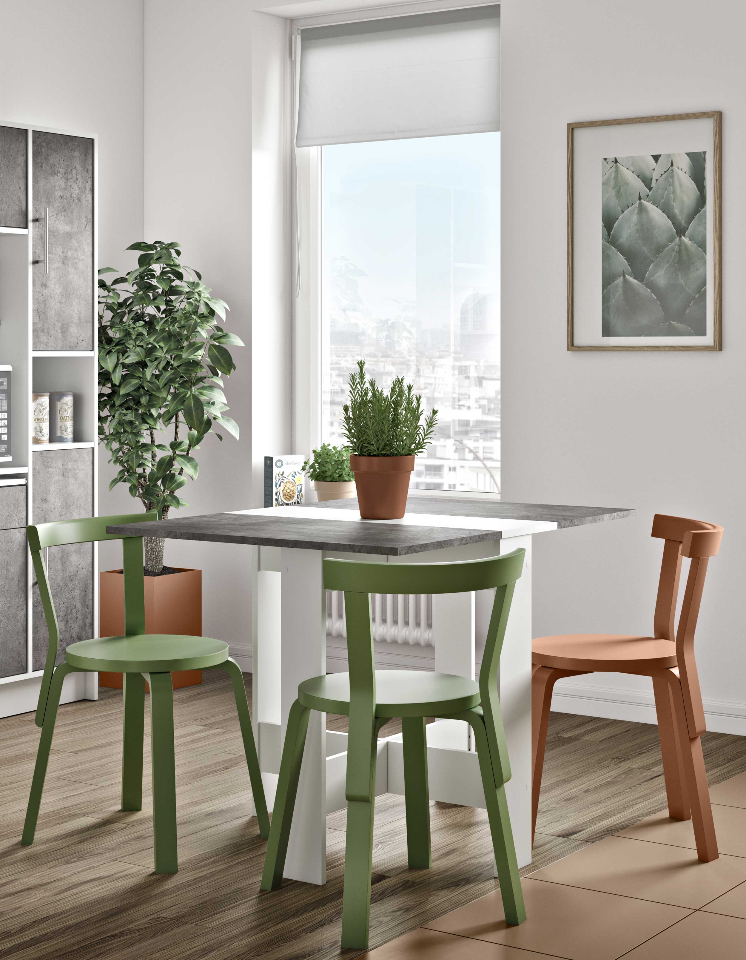 Table à manger pliable Papillon - blanc/béton - Image 9