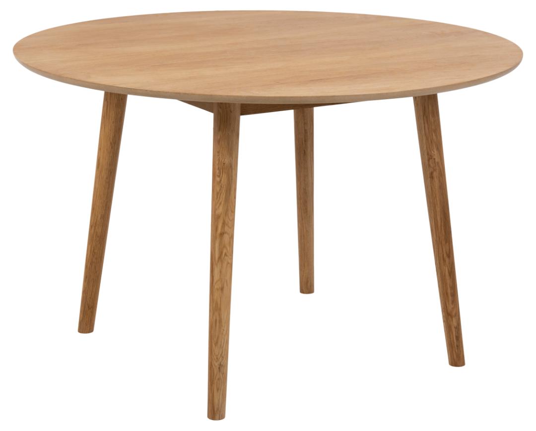 Table à manger ronde Nalini 120x120cm, chêne et placage de chêne - Image 10