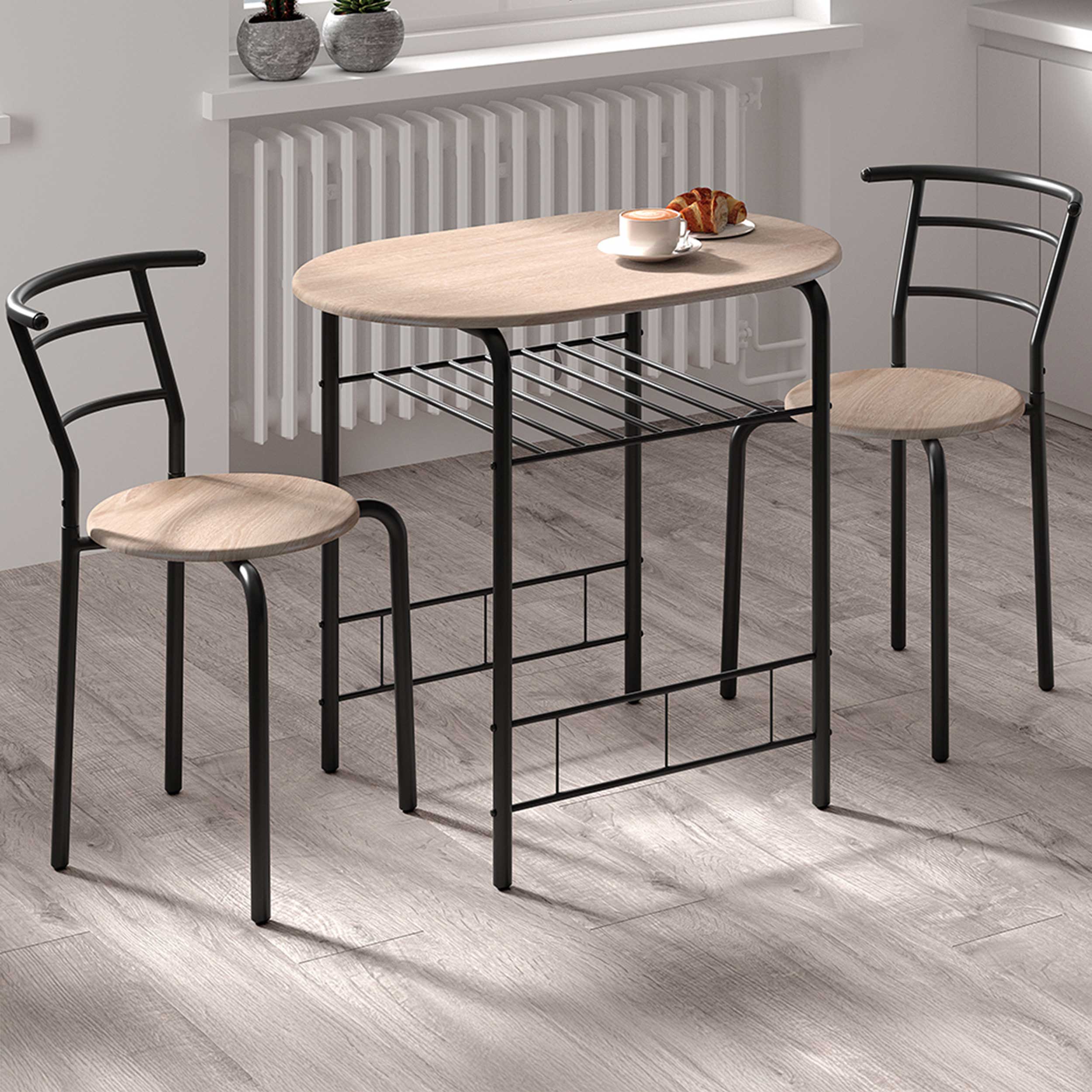 Table avec 2 chaises Ada-chêne sonoma/métal noir - Image 1