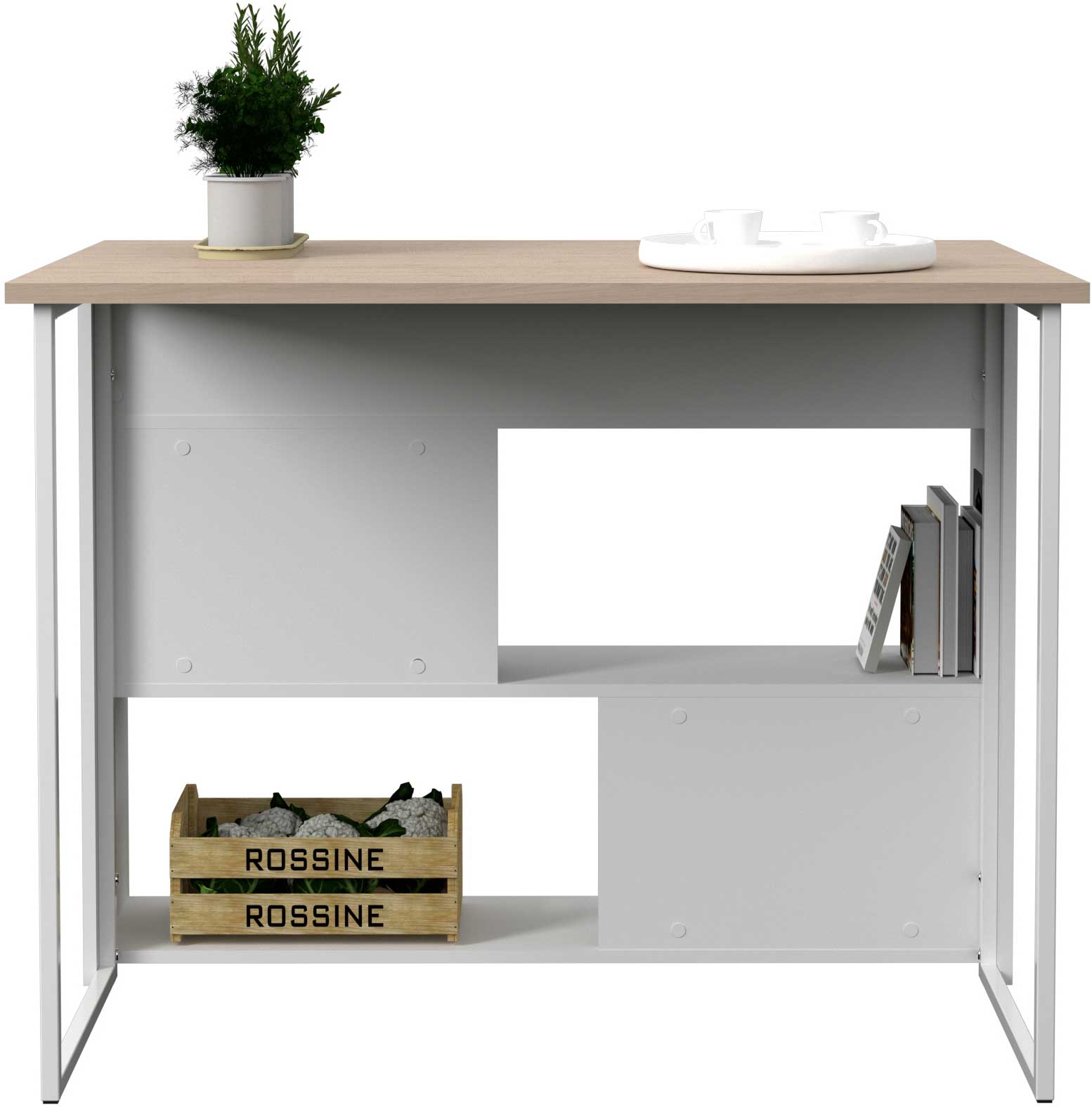 Table bar & ilôt de cuisine Slam 116cm - blanc/chêne - Image 6