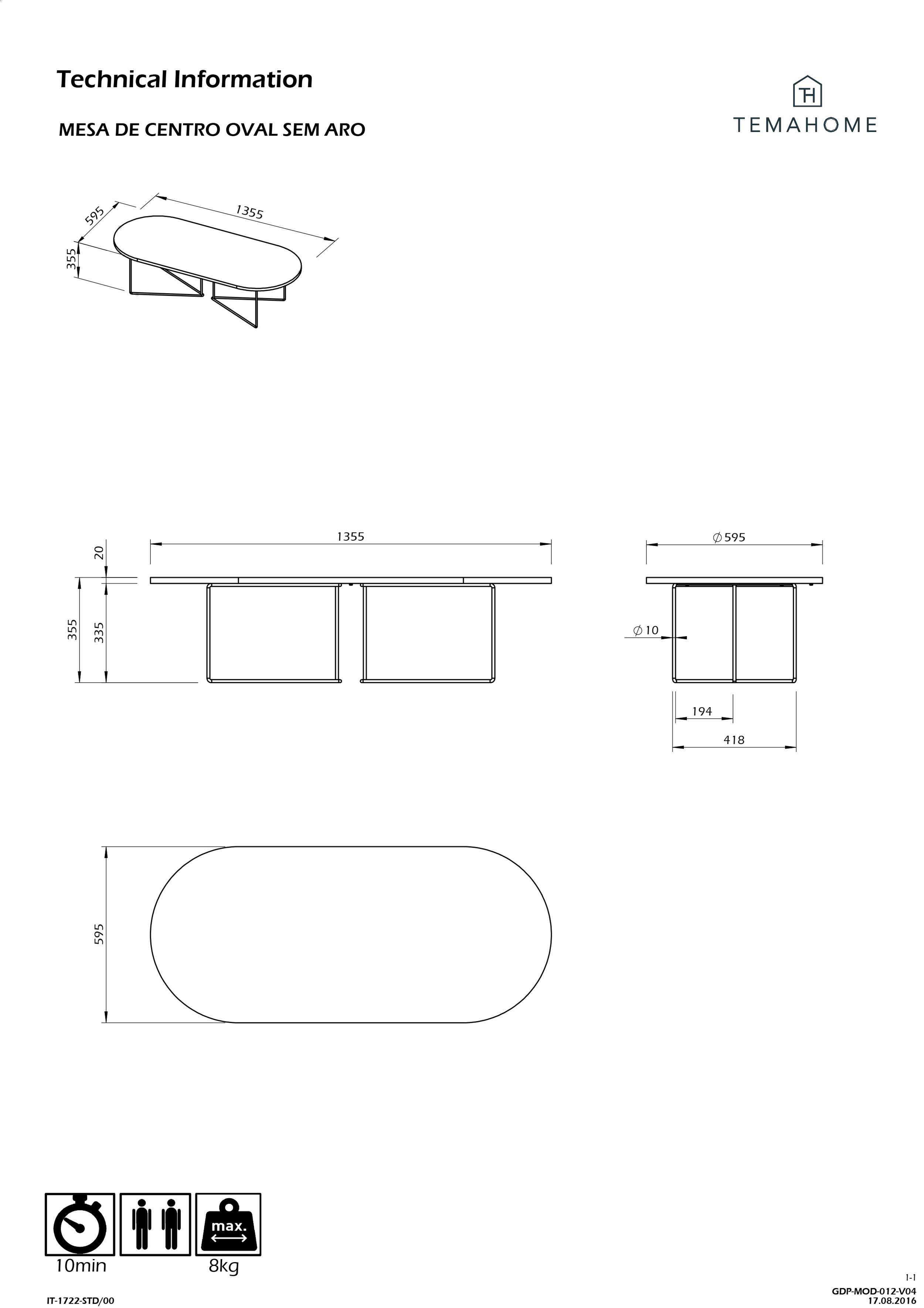 Table basse Adil 136cm - chêne/noir - Image 2
