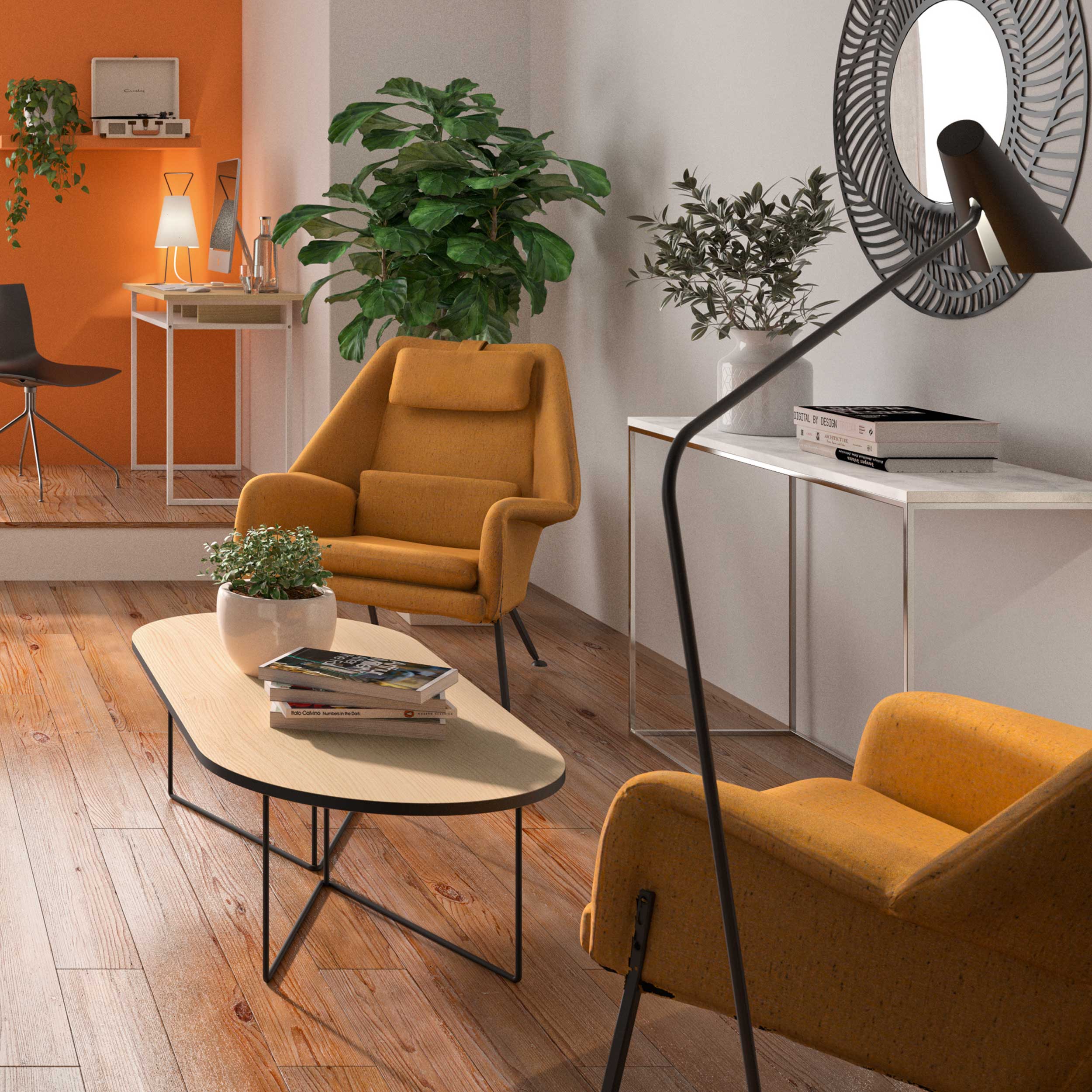 Table basse Adil 136cm - chêne/noir - Image 1