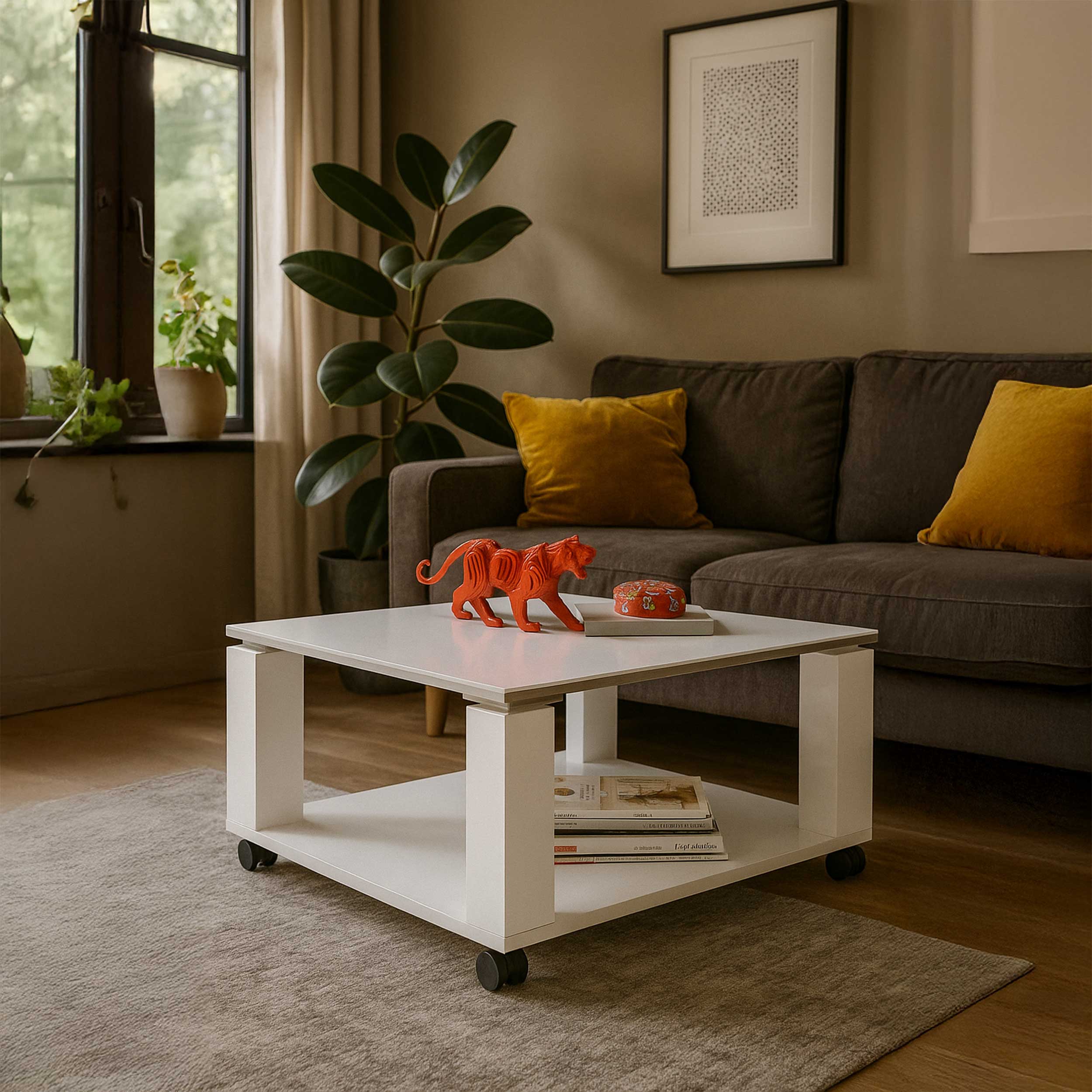 Table basse Barbry 76x76cm - blanc - Image 3