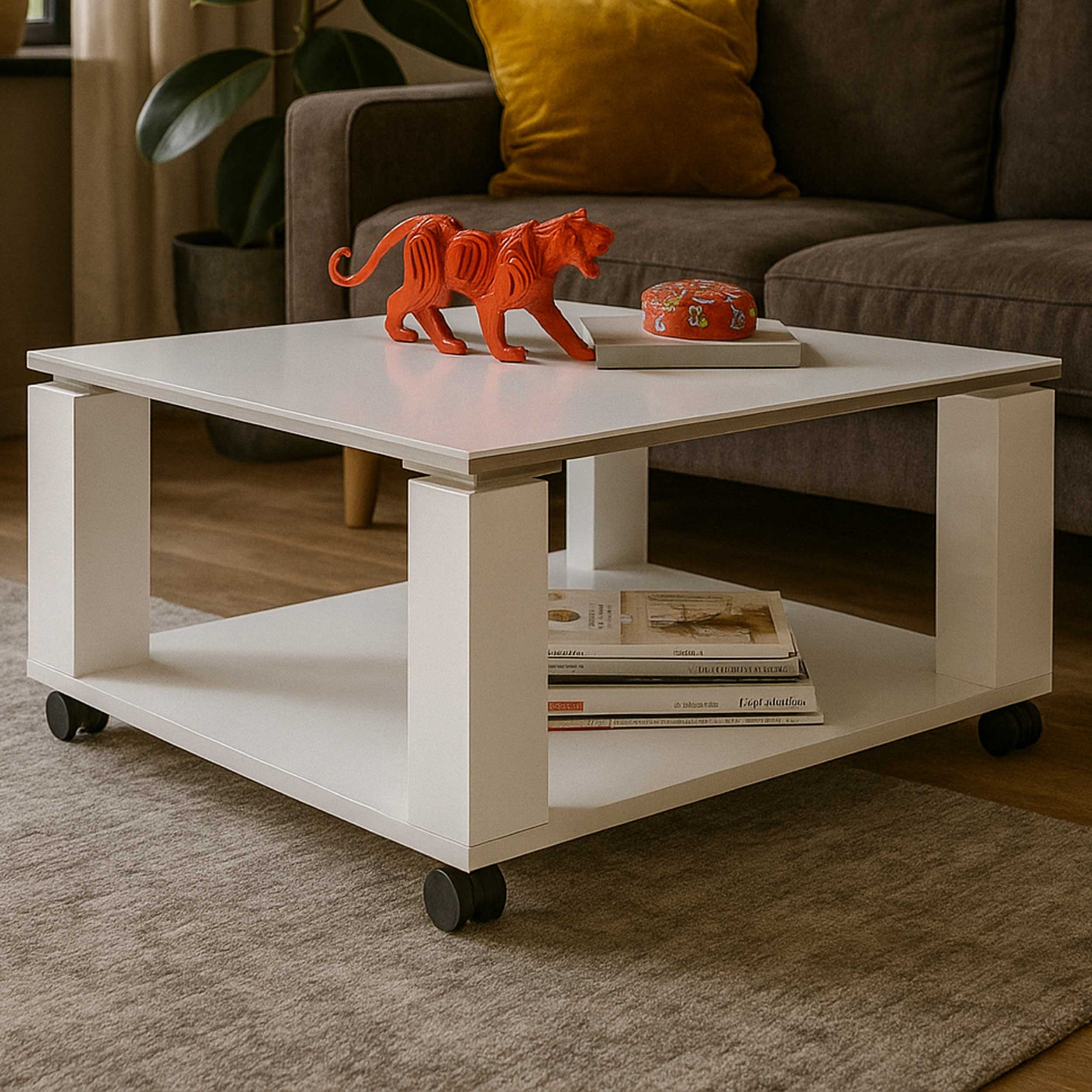 Table basse Barbry 76x76cm - blanc