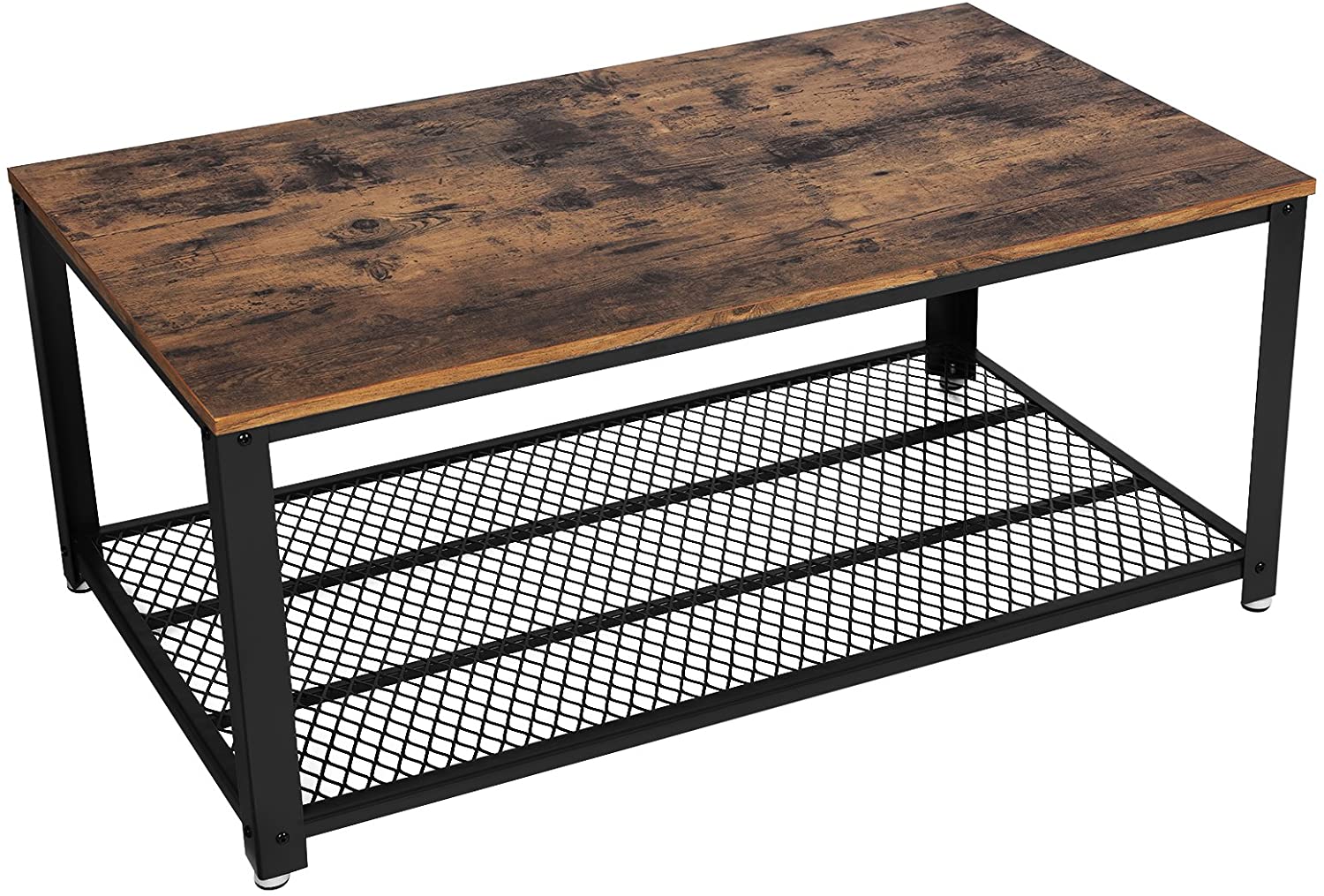 Table basse Bill 106x60 1 tablette - brun rustique/noir - Image 4