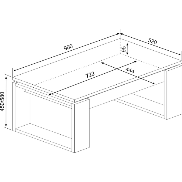 Table basse Cosmit 90x52 cm avec plateau extensible - beige/ noir - Image 3