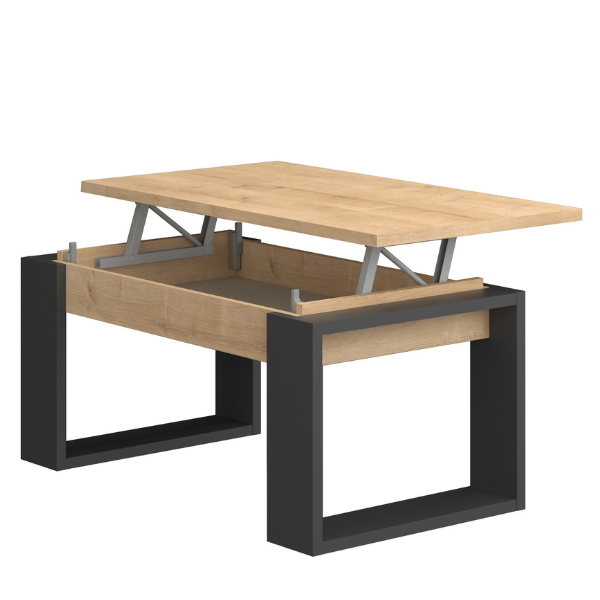 Table basse Cosmit 90x52 cm avec plateau extensible - beige/ noir - Image 6