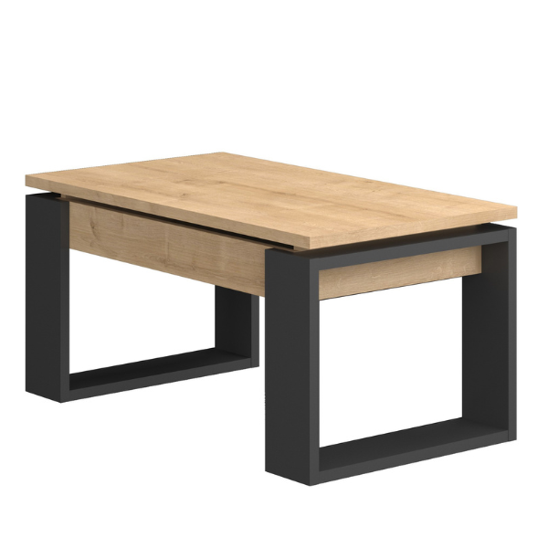 Table basse Cosmit 90x52 cm avec plateau extensible - beige/ noir - Image 7