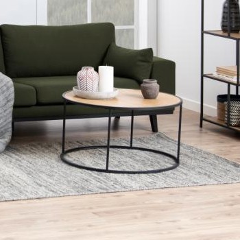 Table basse Dover Ø80 - noir/chêne sauvage