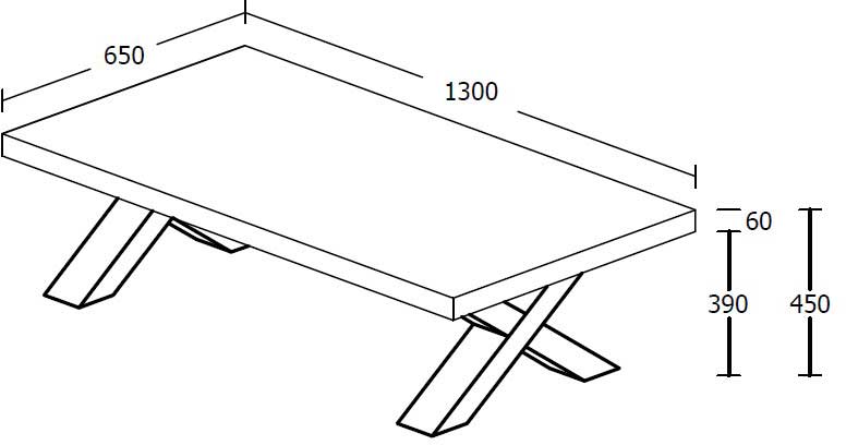 Table basse Elke 130x65 avec pieds croisés - chêne/noir - Image 2