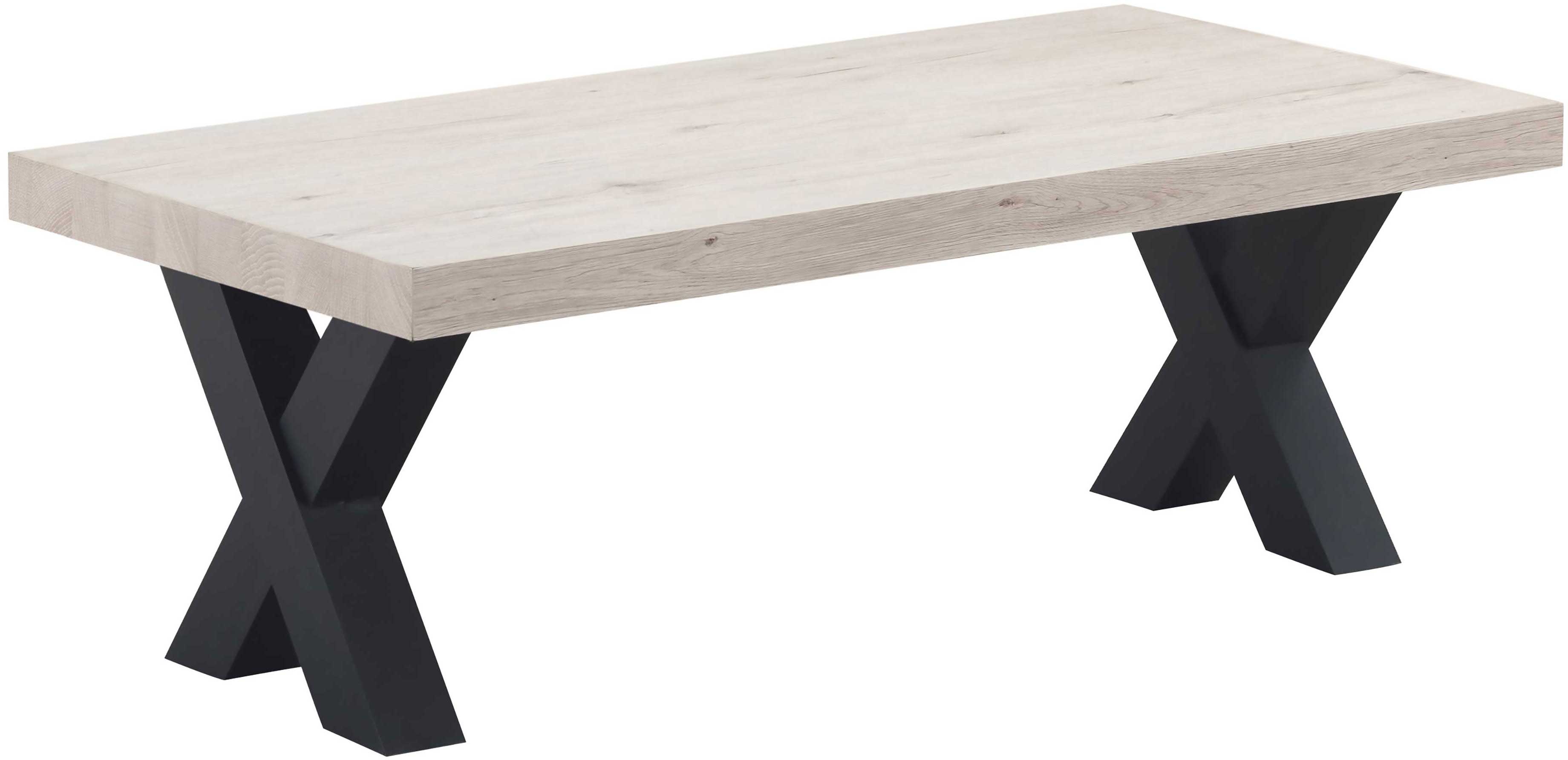 Table basse Elke 130x65 avec pieds croisés - chêne/noir - Image 3