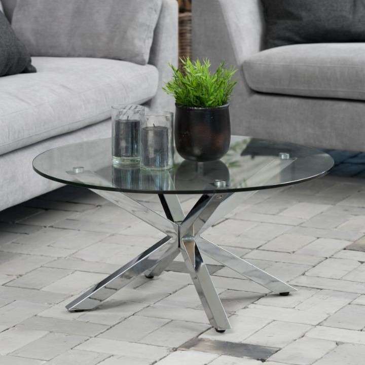 Table basse Hennie ø82 cm - plateau en verre