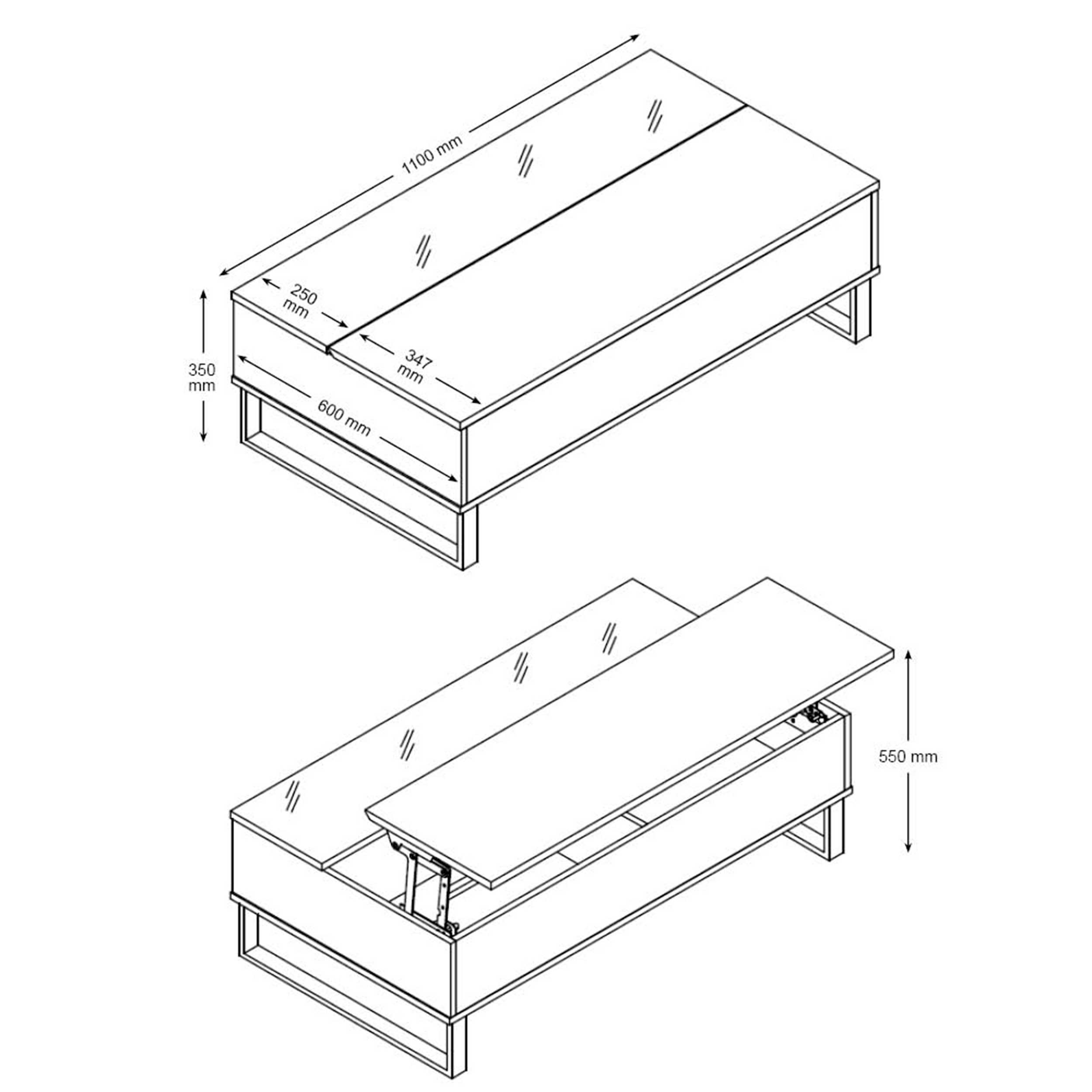 Table basse Izzy 110cm - chêne/noir - Image 3