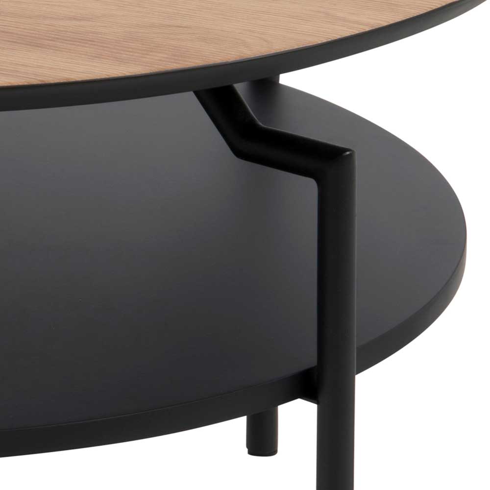 Table basse Marvin Ø80 - chêne sauvage/noir - Image 2