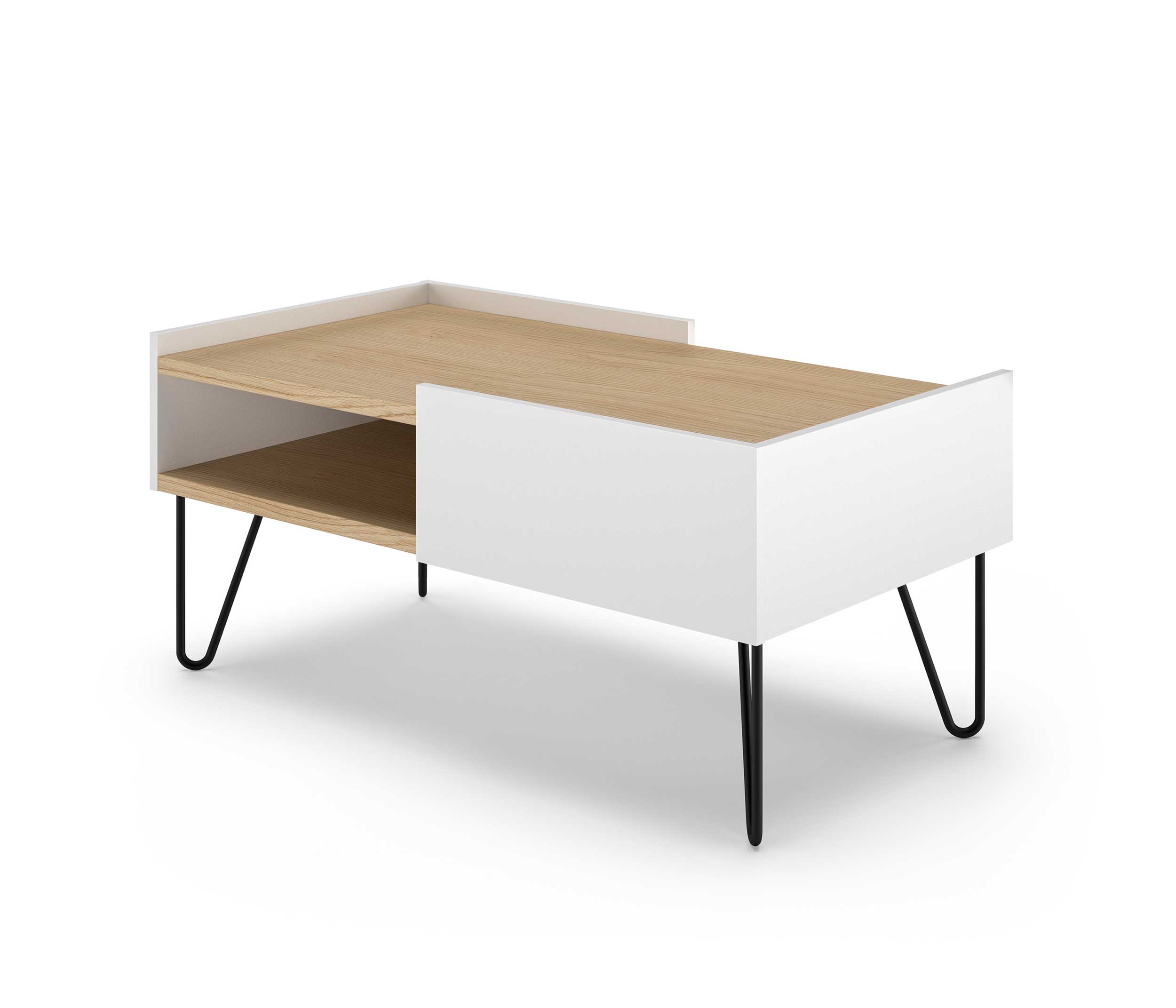 Table basse Nina 110cm - chêne/blanc - Image 5