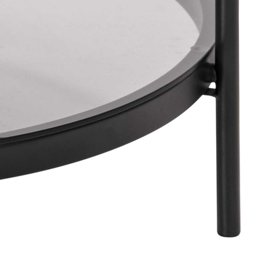 Table basse Paul avec plateau en verre ø75 - noir - Image 2