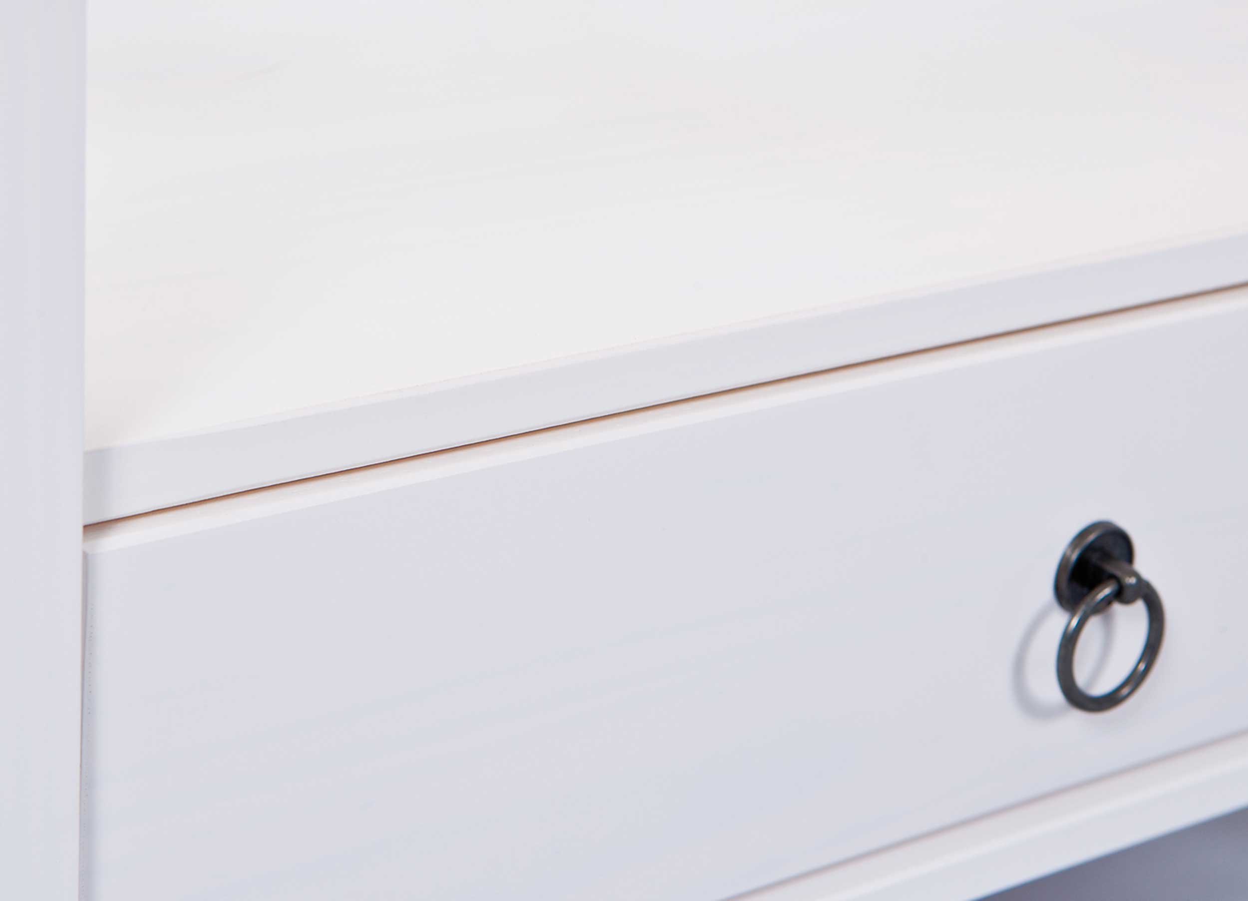 Table basse Provence 115x60 avec 2 tiroirs pin massif - blanc - Image 6