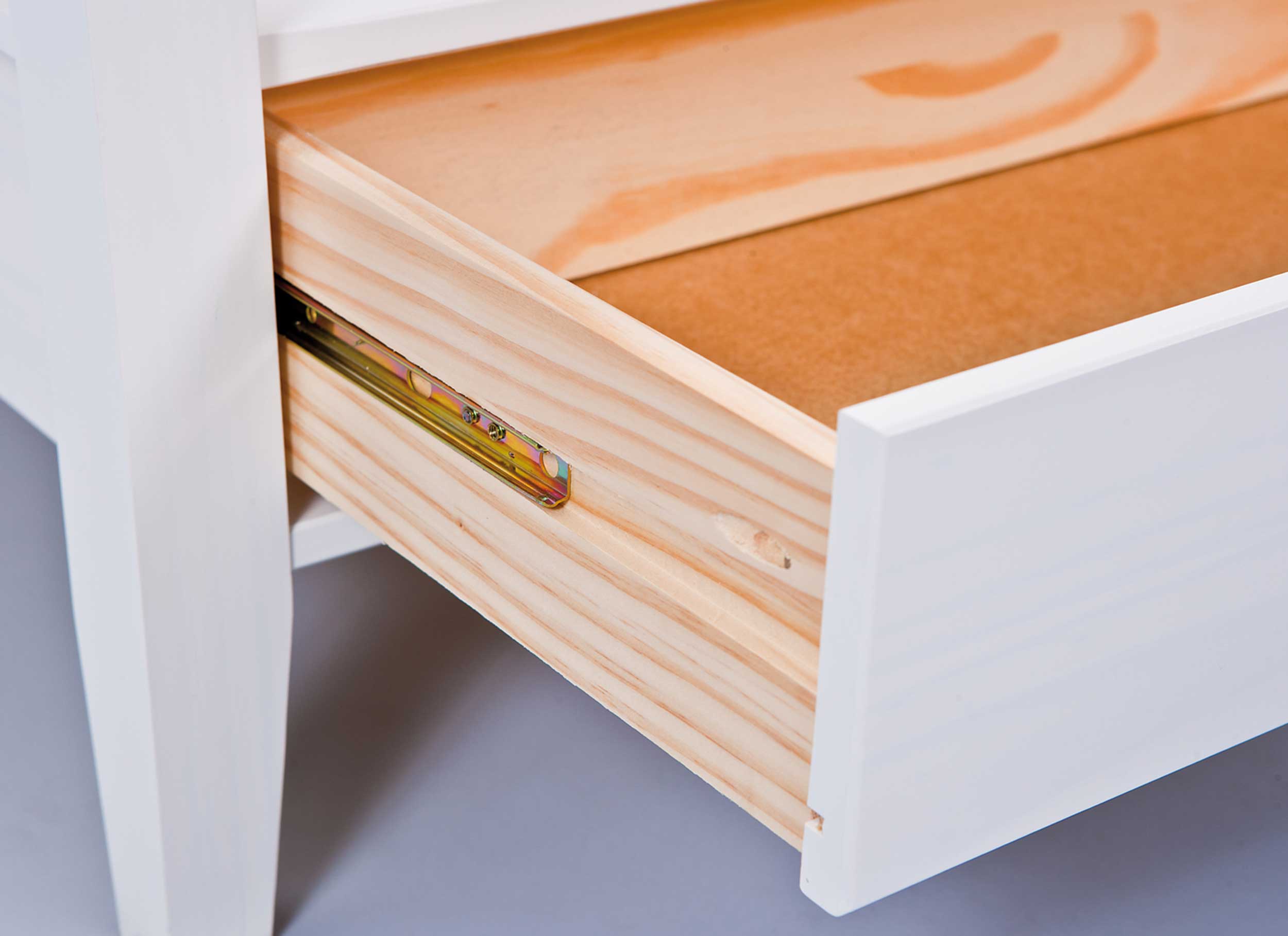 Table basse Provence 75x75 avec 1 tiroir pin massif - blanc - Image 4