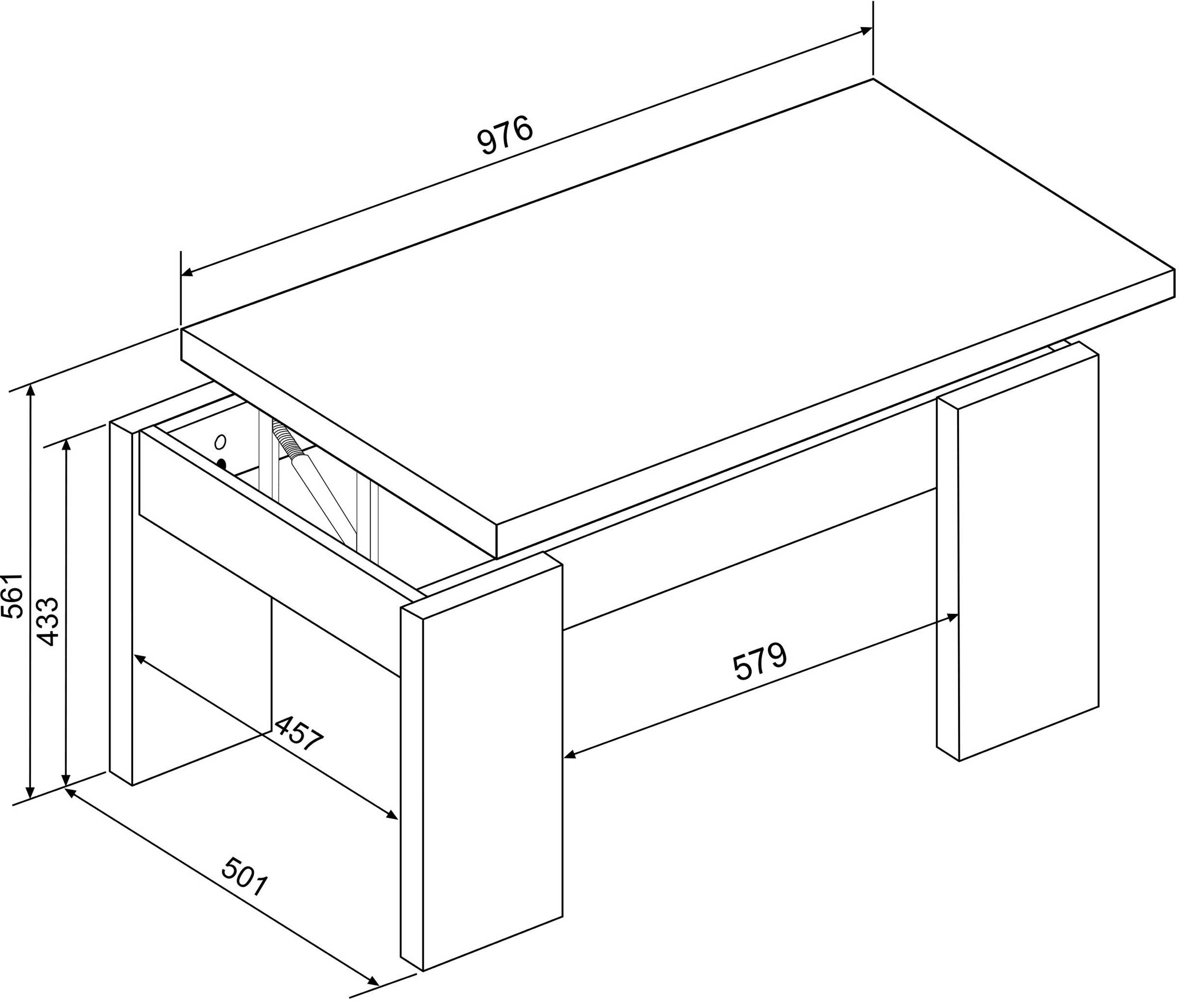 Table basse Ramos avec plateau relevable - chêne - Image 3
