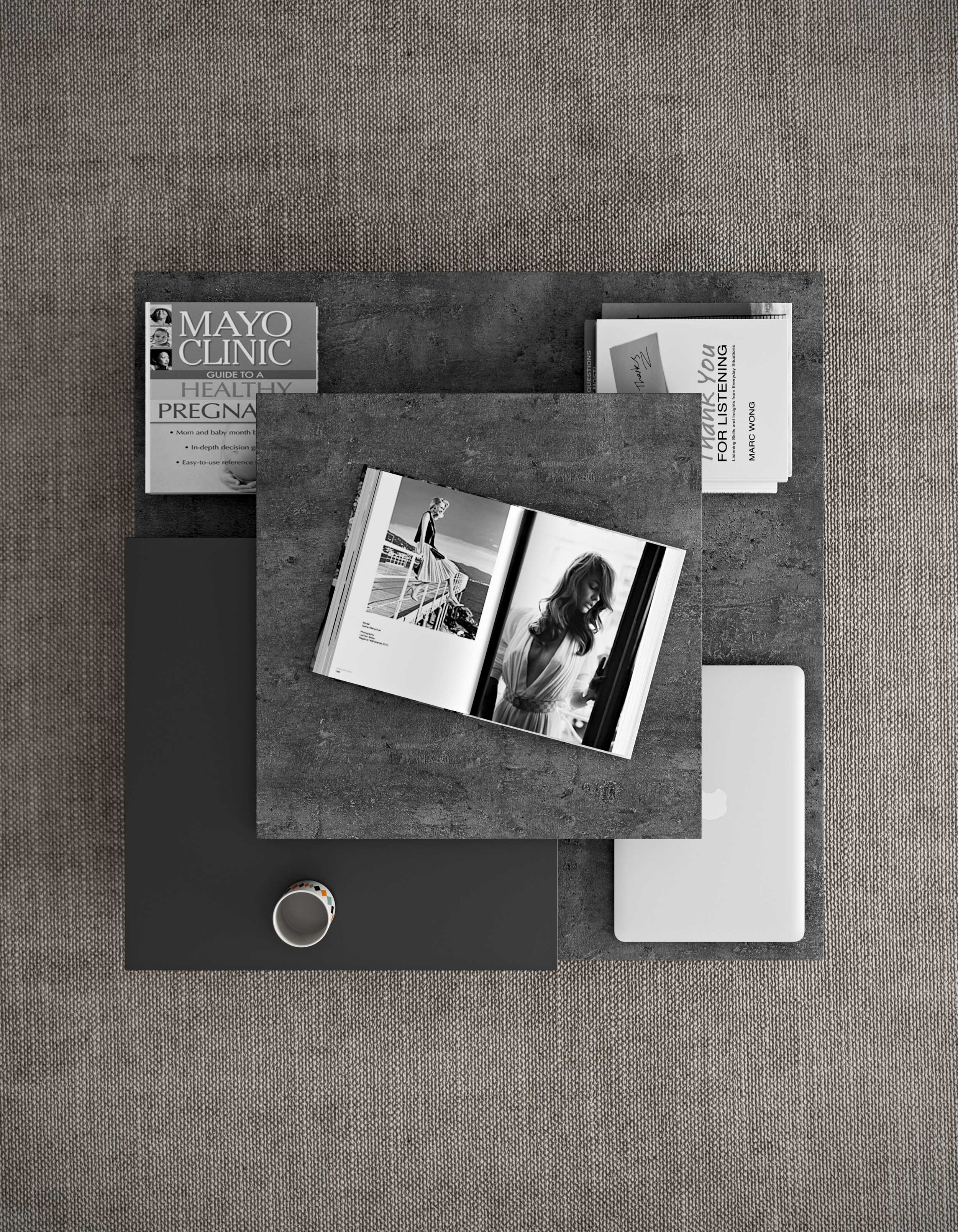 Table basse Slato 90x90 à 3 niveaux - béton/blanc - Image 3