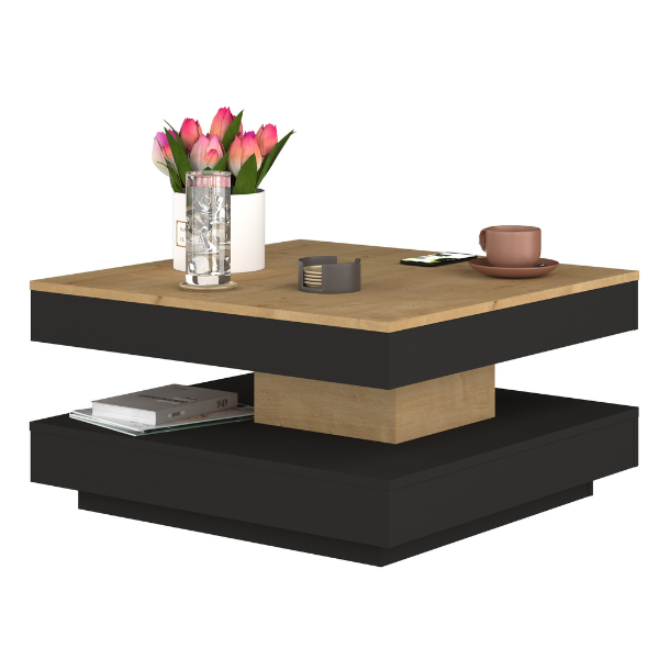 Table basse Soho 78x78 cm avec plateau extensible - beige/gris - Image 7