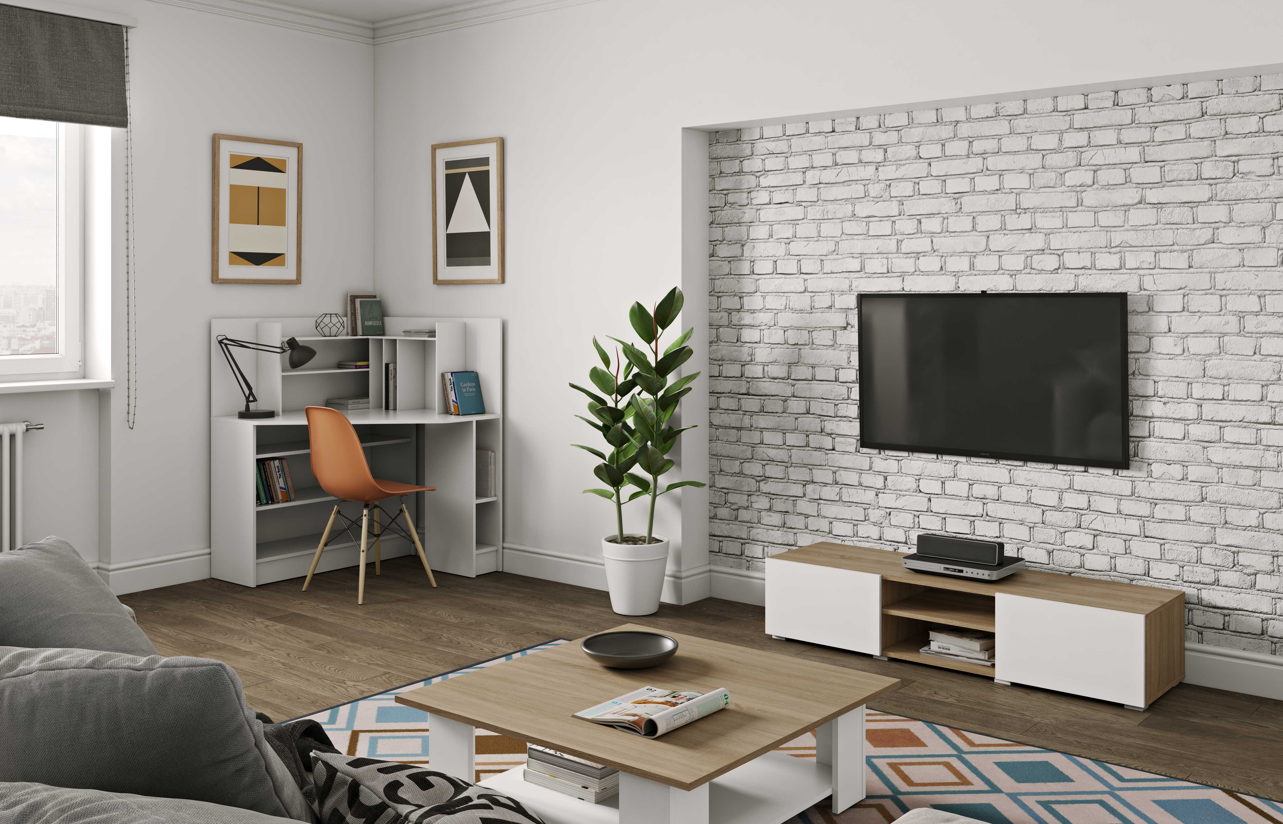 Table basse Square 67x67 - blanc/chêne - Image 5