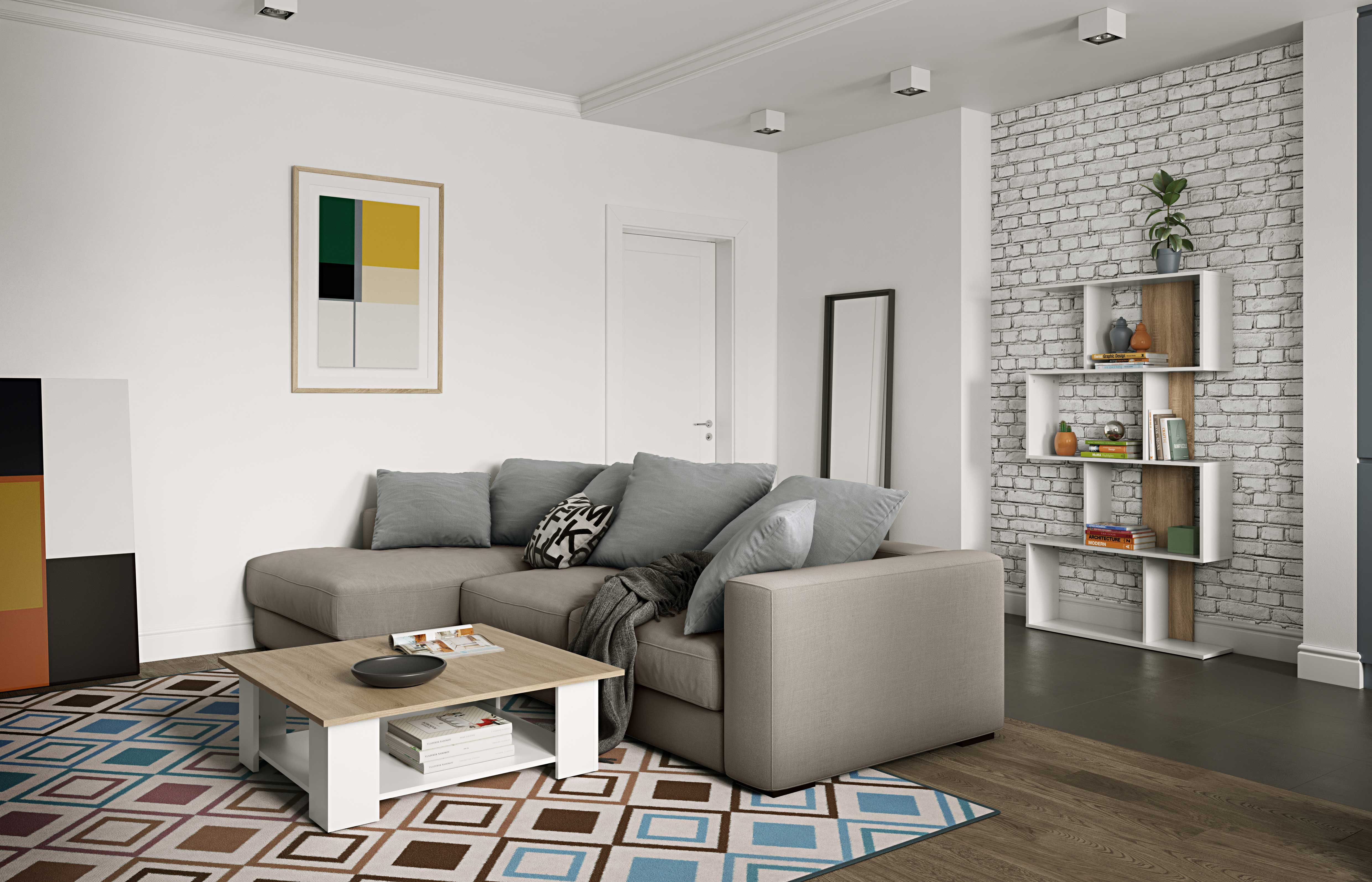 Table basse Square 67x67 - blanc/chêne - Image 7