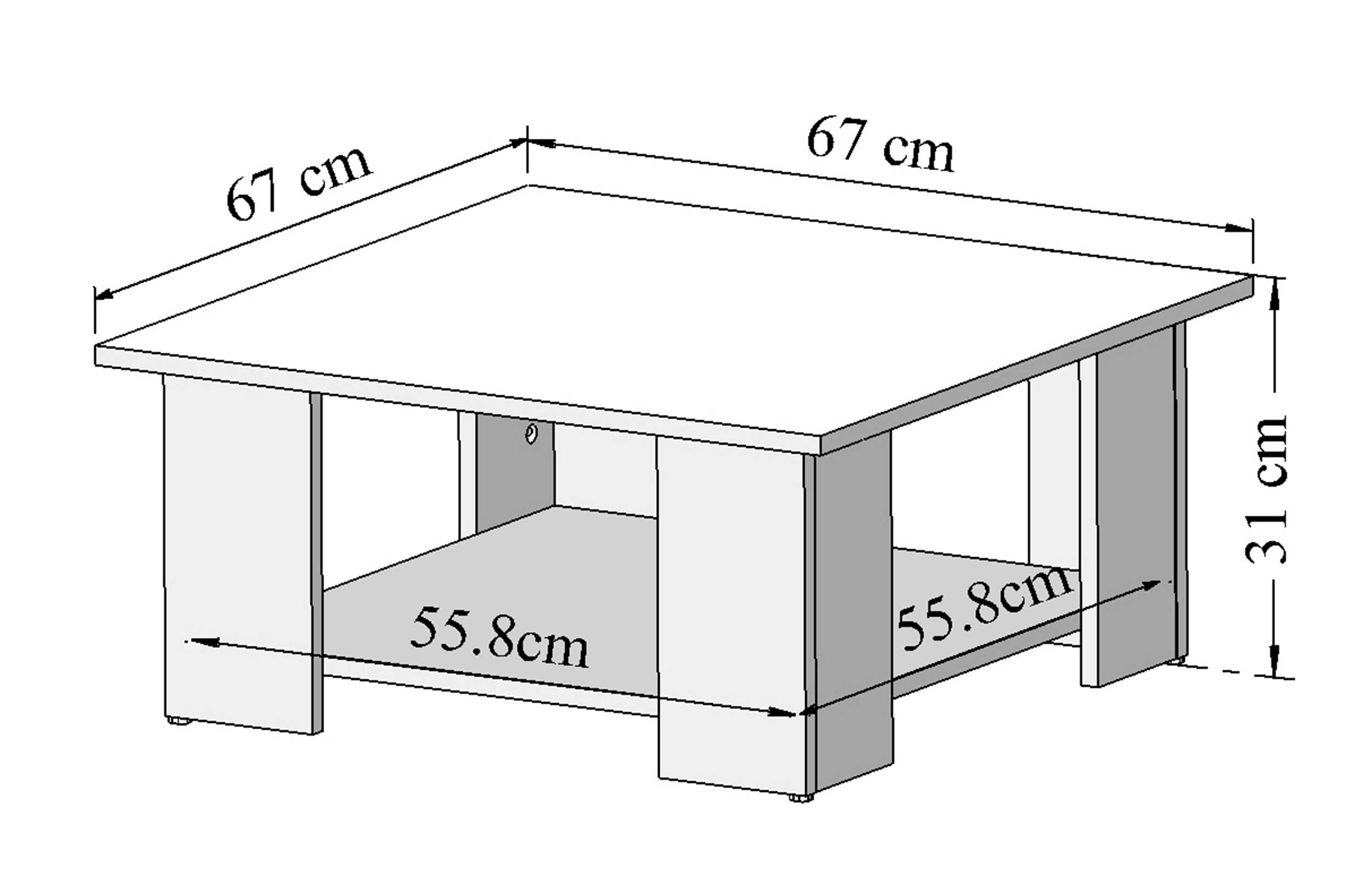 Table basse Square 67x67 - noir/béton - Image 2