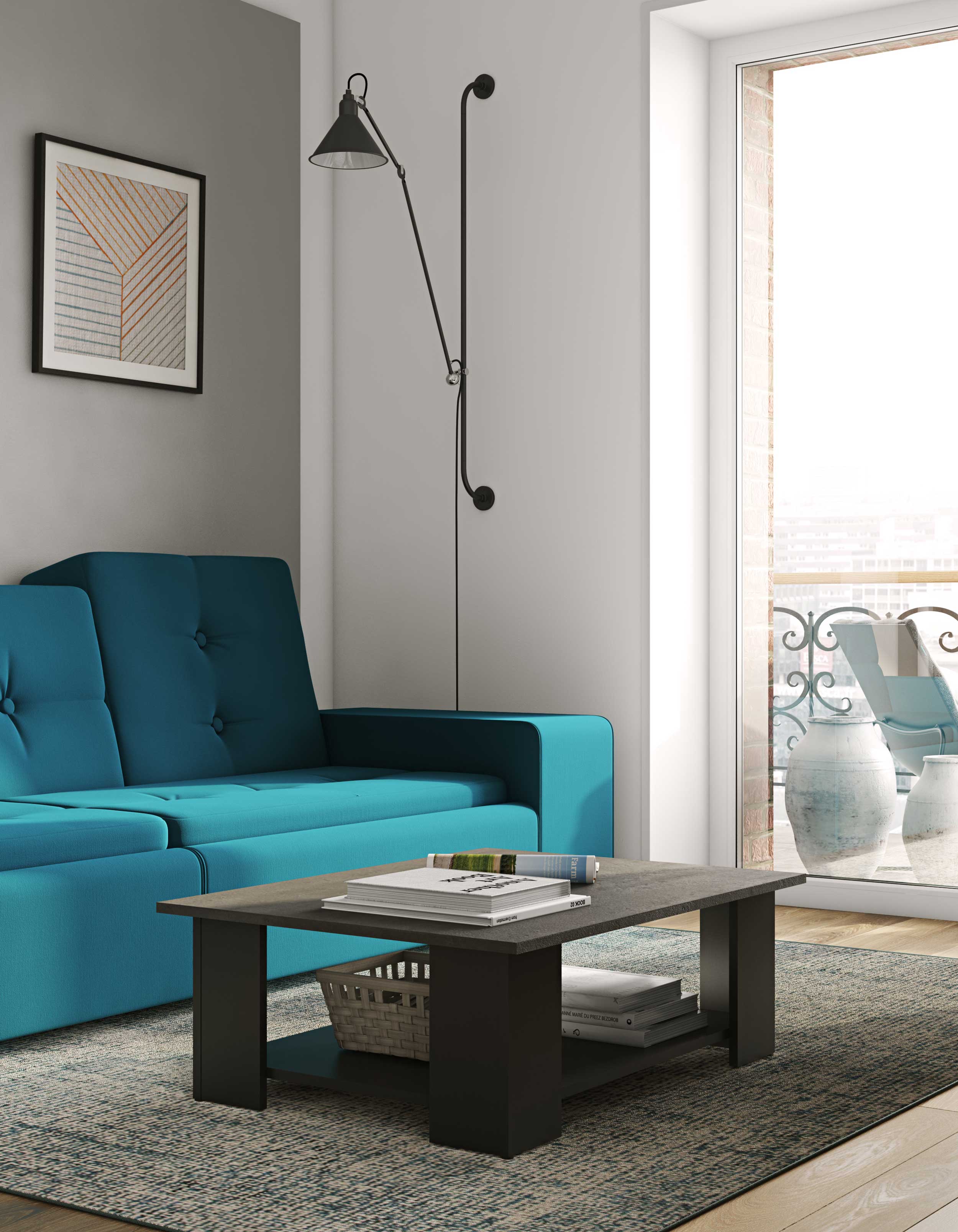 Table basse Square 67x67 - noir/béton - Image 6