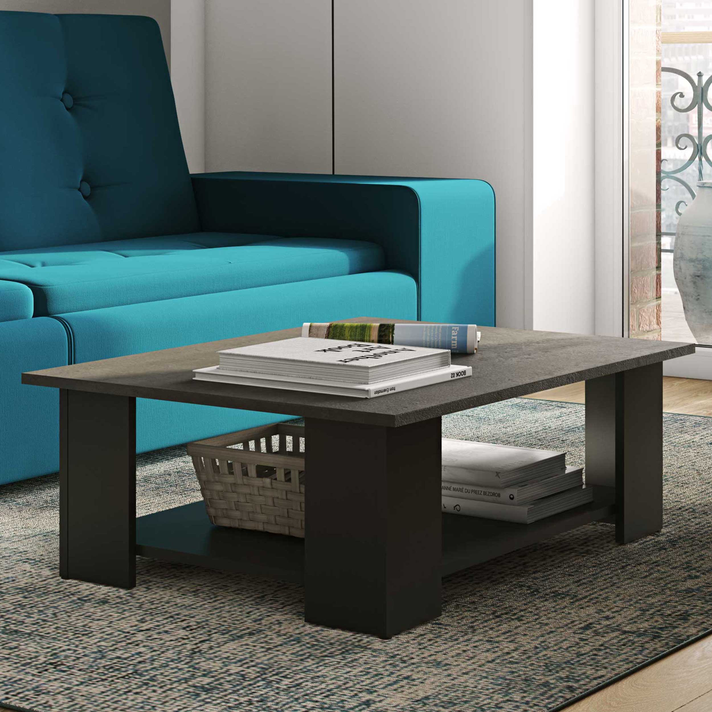 Table basse Square 67x67 - noir/béton - Image 1