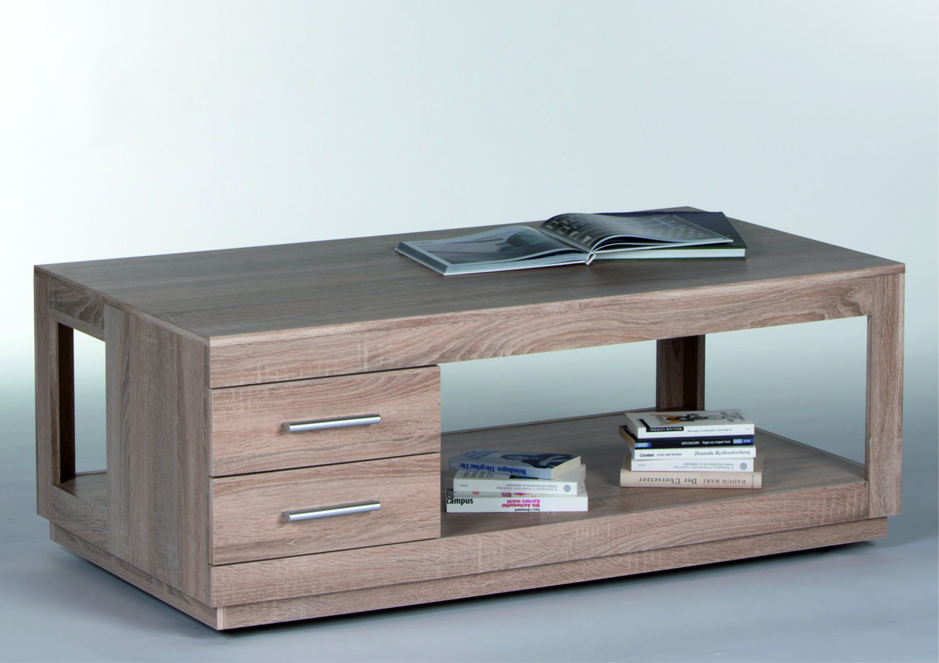 Table basse Torben 120cm avec 2 tiroirs - chêne - Image 2