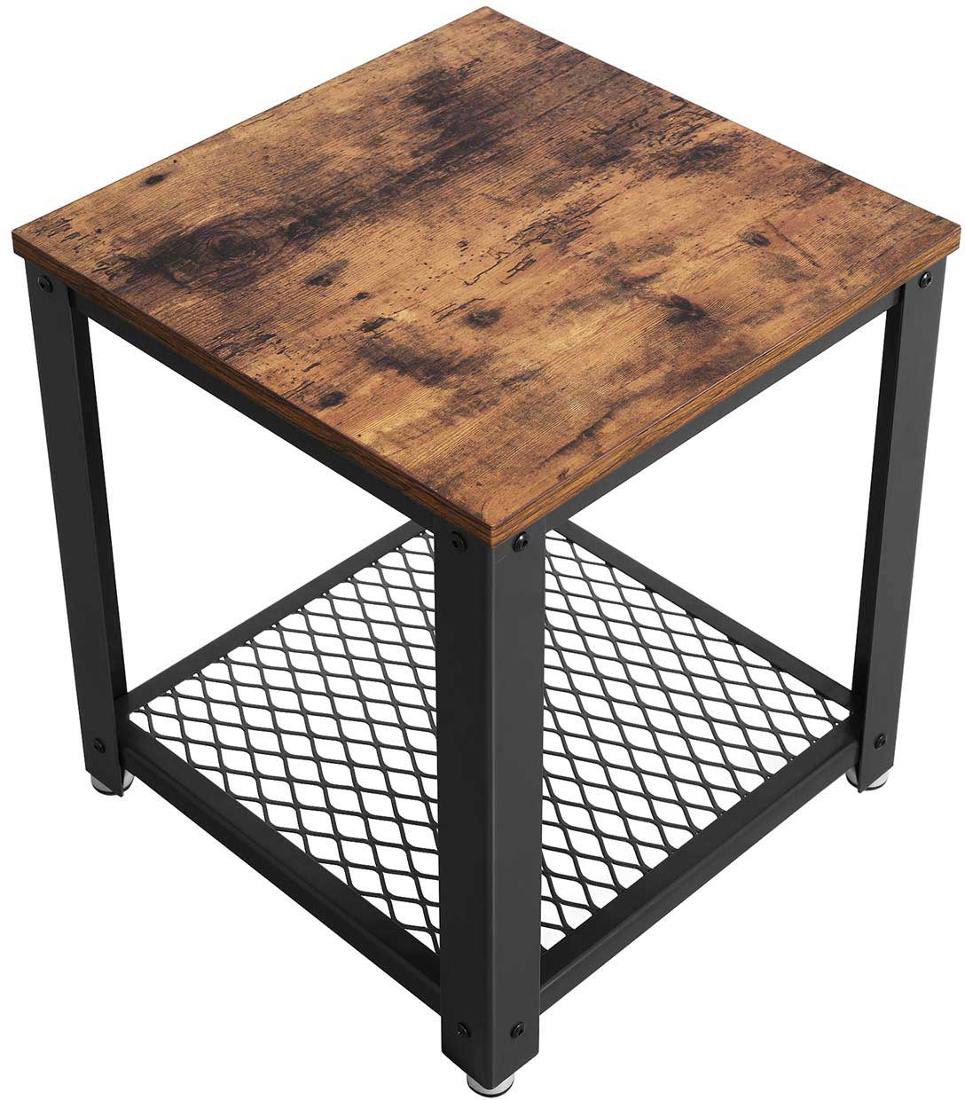 Table d'appoint Bill 45x45 1 tablette - brun rustique/noir - Image 6