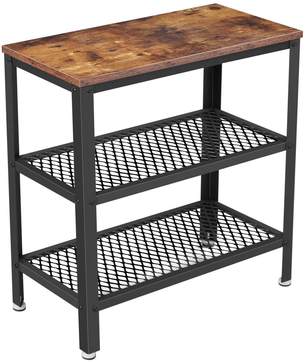 Table d'appoint Bill 60x30 2 tablettes - brun rustique/noir - Image 4