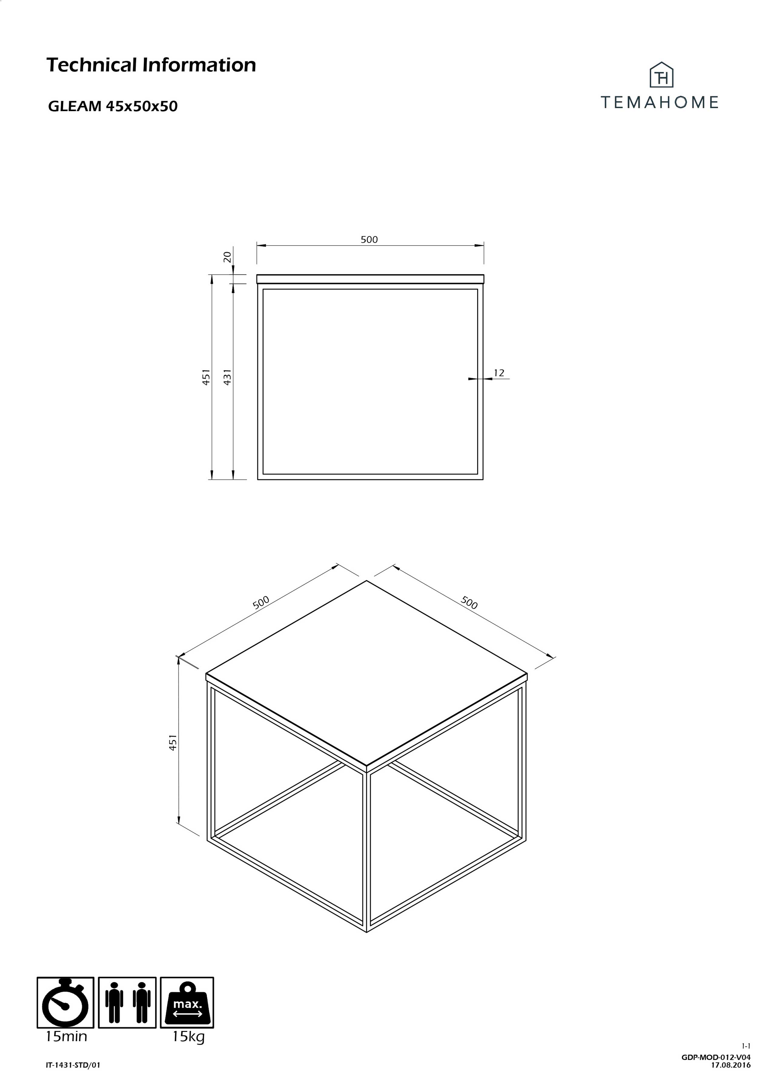 Table d'appoint Gleam 50x50 - chêne/acier - Image 2