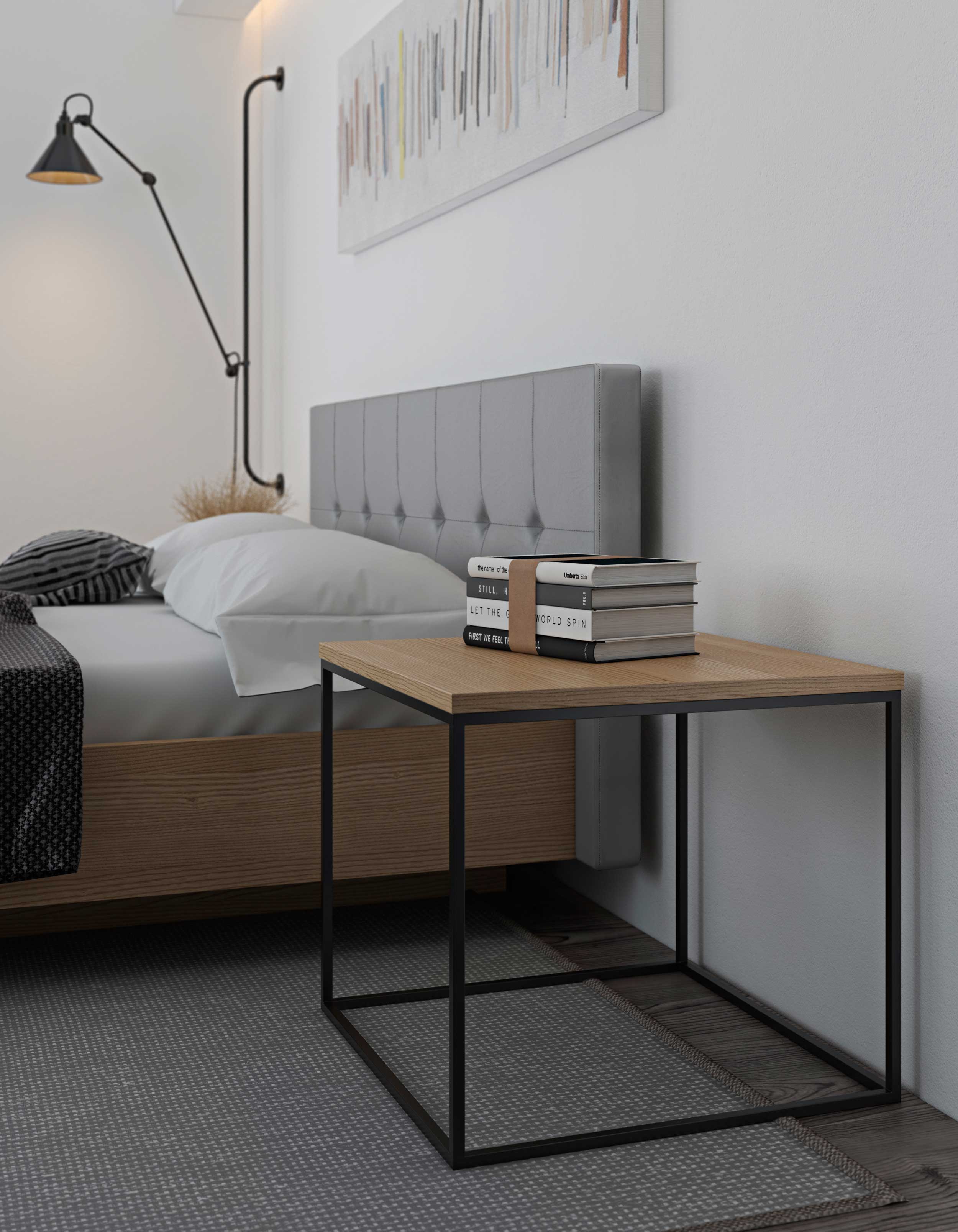 Table d'appoint Gleam 50x50 - chêne/acier - Image 5