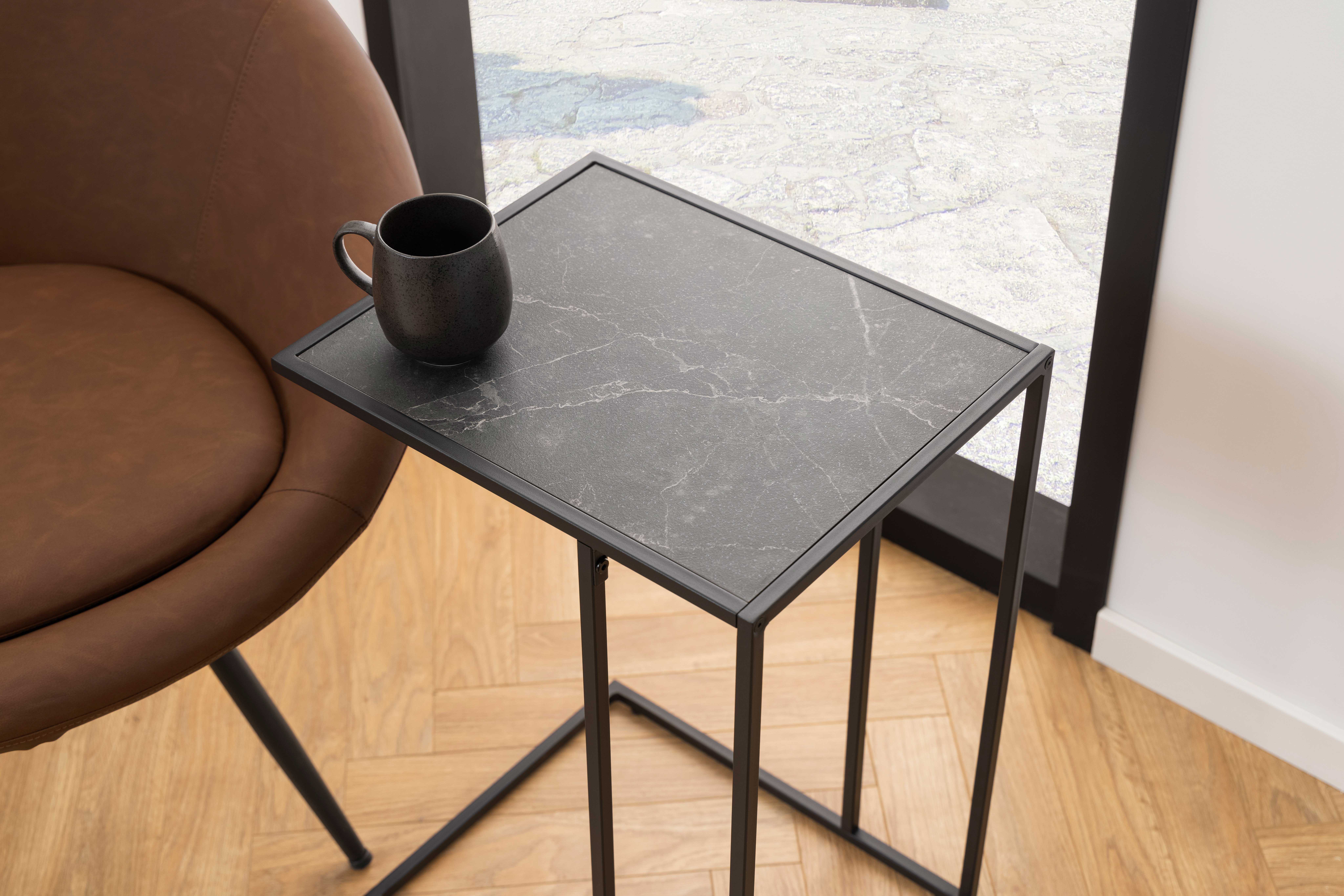 Table d'appoint Infinity 43x35 cm - marbre noir - Image 8