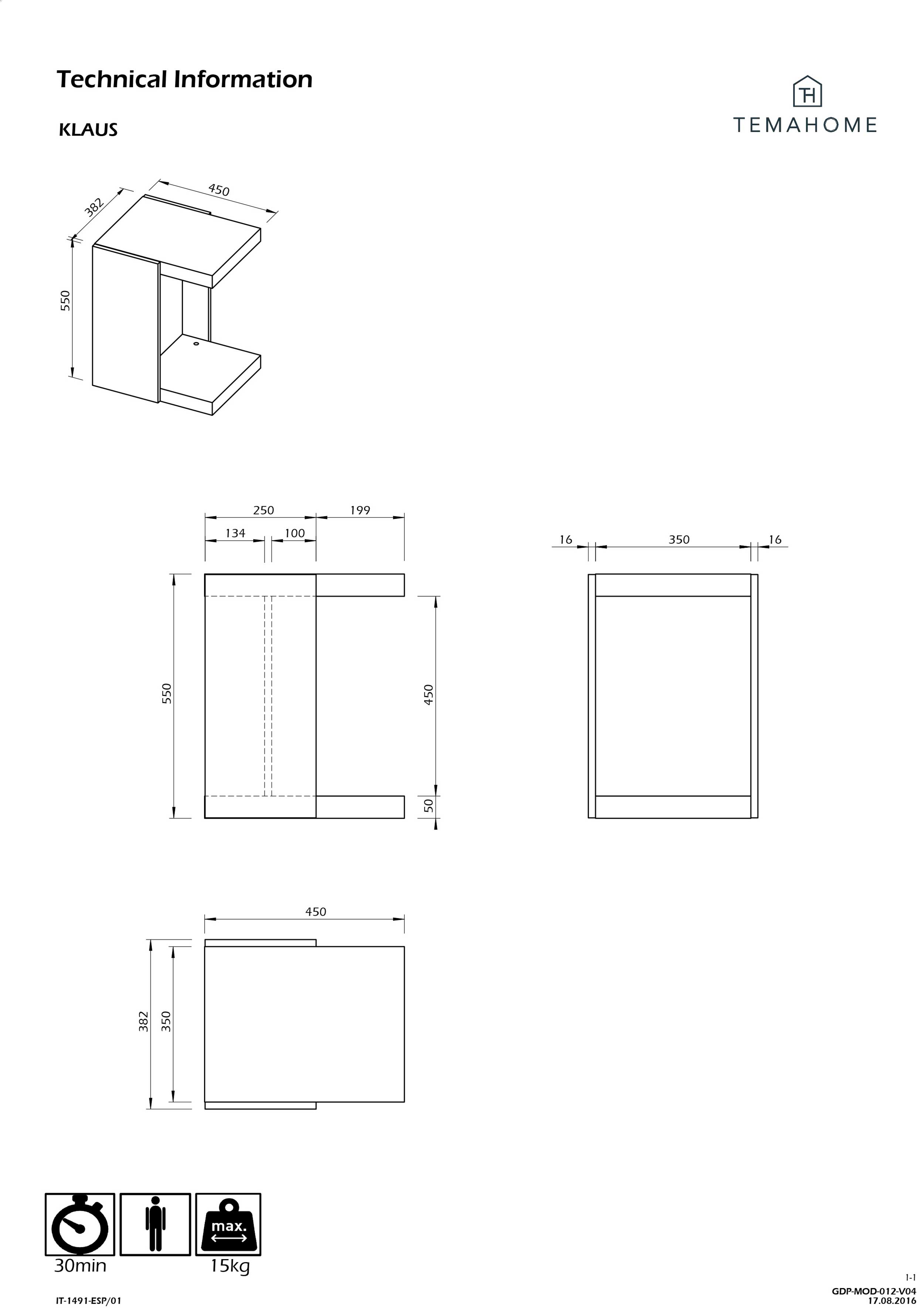 Table d'appoint Klaus industriel - noir/béton - Image 3