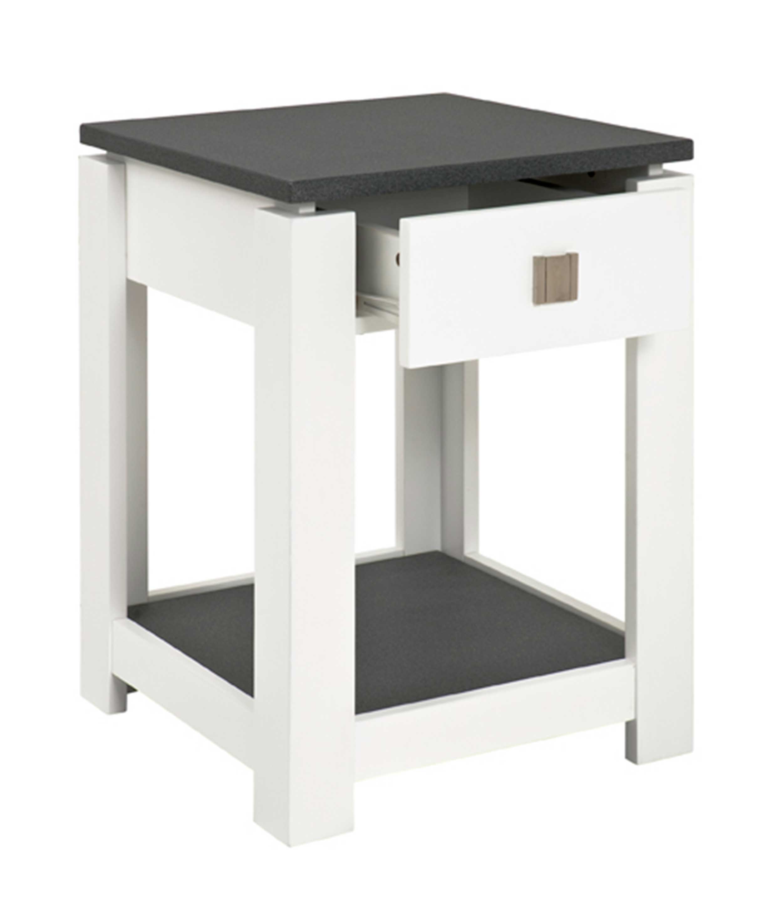 Table d'appoint Marius 40x40cm, 1 tiroir - blanc/anthracite - Image 4