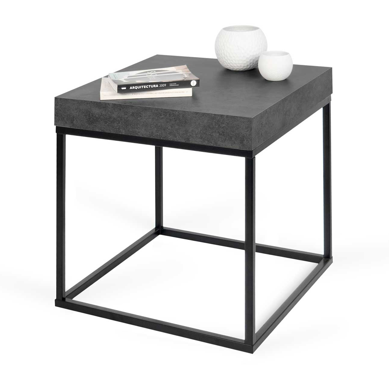 Table d'appoint Petra 55x55 industriel - béton/noir - Image 9